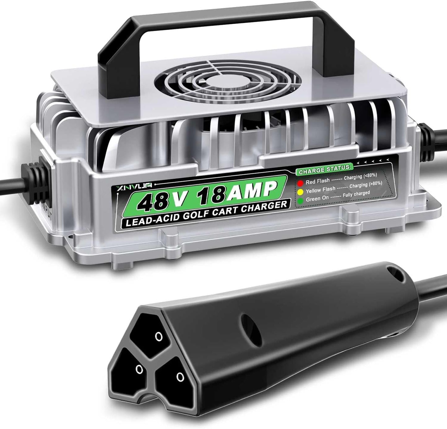 48 Volt 18 AMP Golf Cart Charger for 48 Volt EZGO RXV & TXT with 3 Pin Triangular Plug for 48V Lead Acid Battery