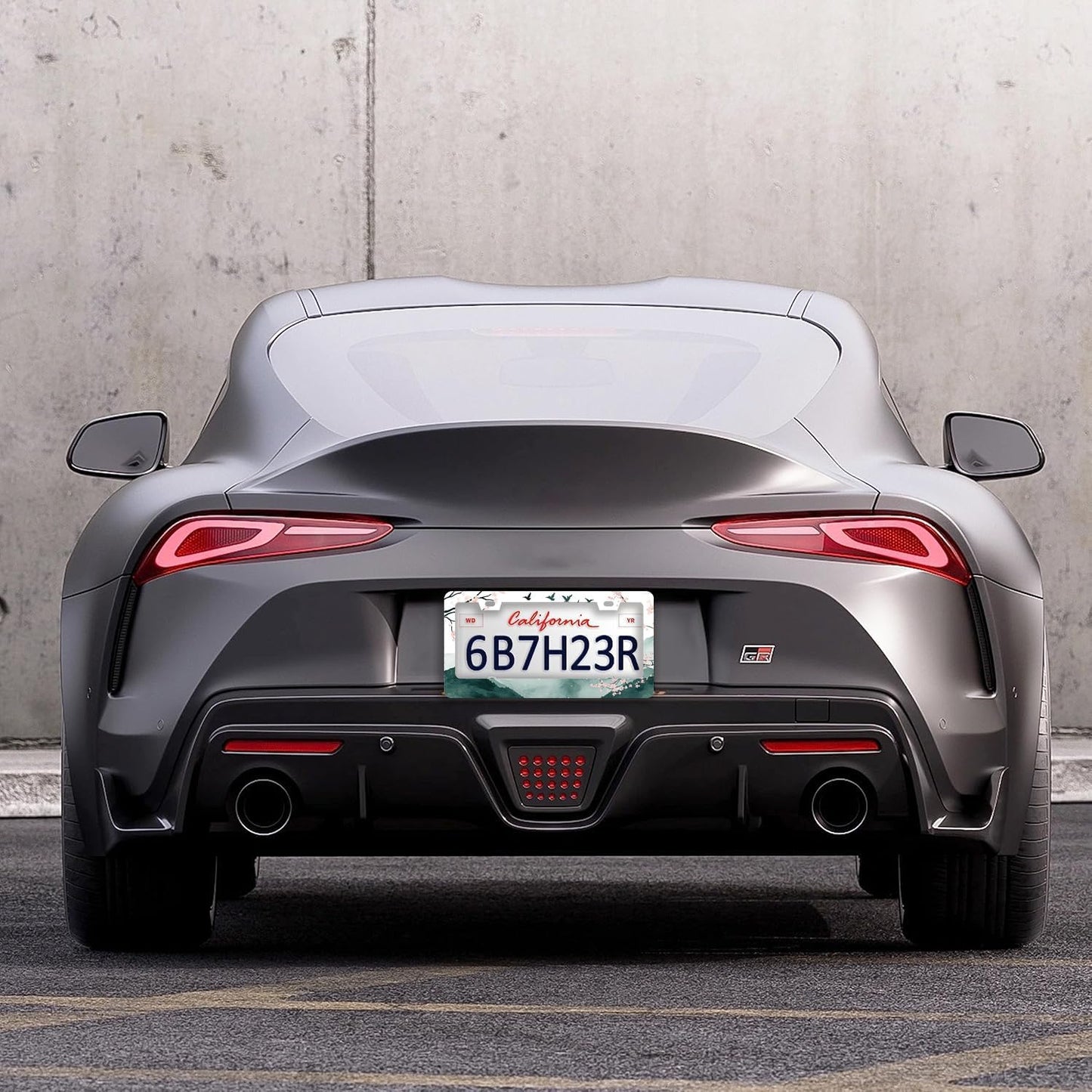 Mountains Cherry Blossom License Plate Frames - 2 Pcs Set 2 Holes Stainless Steel Metal Auto Car Accessories Decoration License Plate Frame Cover Size 6.3" x 12.2" Fit US Vehicles for Women Men Gift