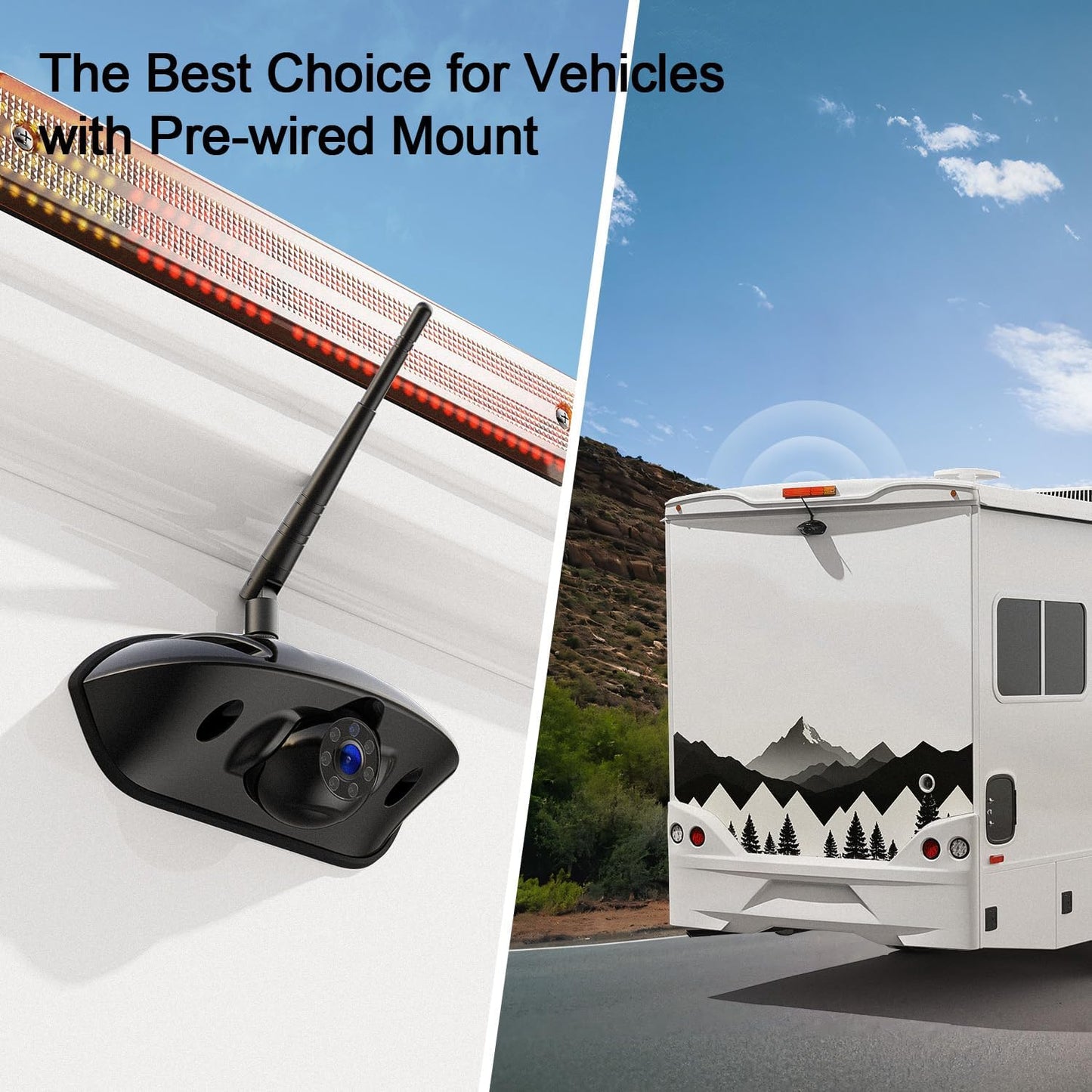 Fookoo 1080P 10" Wireless RV Backup Camera System for Furrion Pre-Wired RV Truck Trailer, 10" HD IPS Monitor & 2 Rear View Cameras, Dual Split Screen IR Night Vision Recording Waterproof - D10Y2