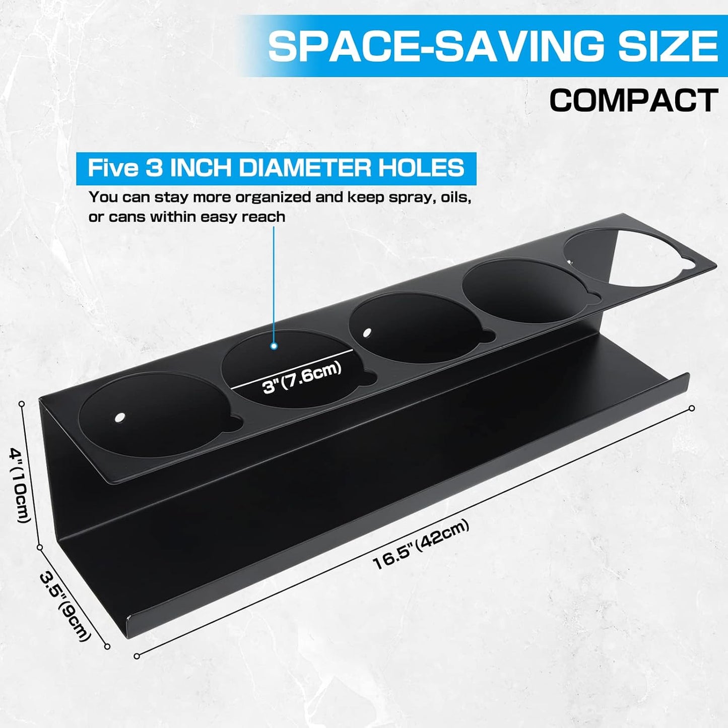 RealPlus Aerosol Spray Can Holder Rack Organizer, 5 Can Spray Bottle Holder Heavy-Duty Steel Wall Mounted for Garage and Workspace, Pack of 4