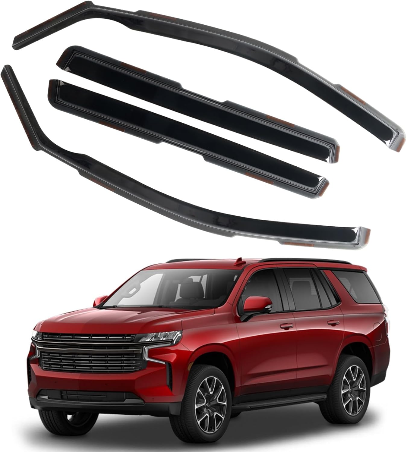 in Channel Rain Guards Fit for Chevrolet Chevy Suburban 2021 2022 2023 2024 2025, Durable Window Deflectors, Smoke Tinted Vent Window Visors Shades, 4 pcs