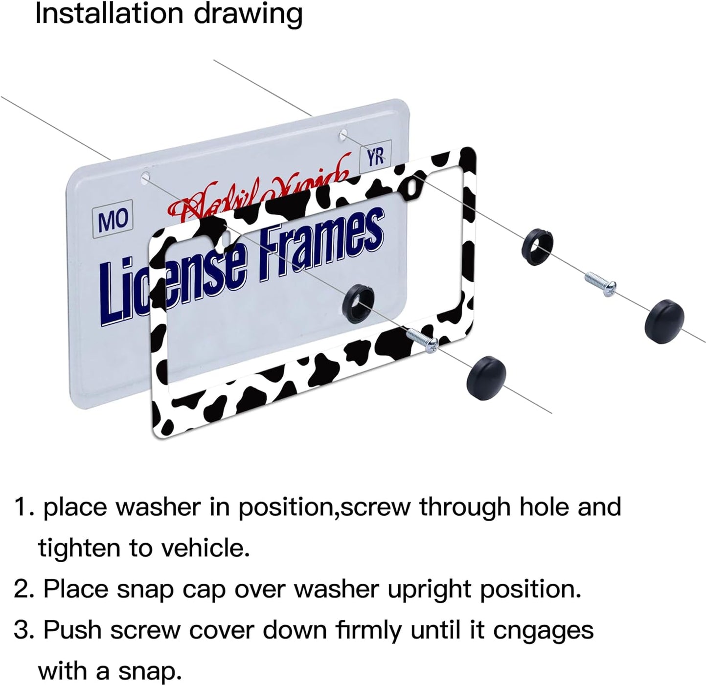 Cow Print Tag Cover for License Plate Frame, License Plate Frames Cow Print License Plate Frames,Cow License Plate Holder 2 Pack for Women 12.3" X 6.3"
