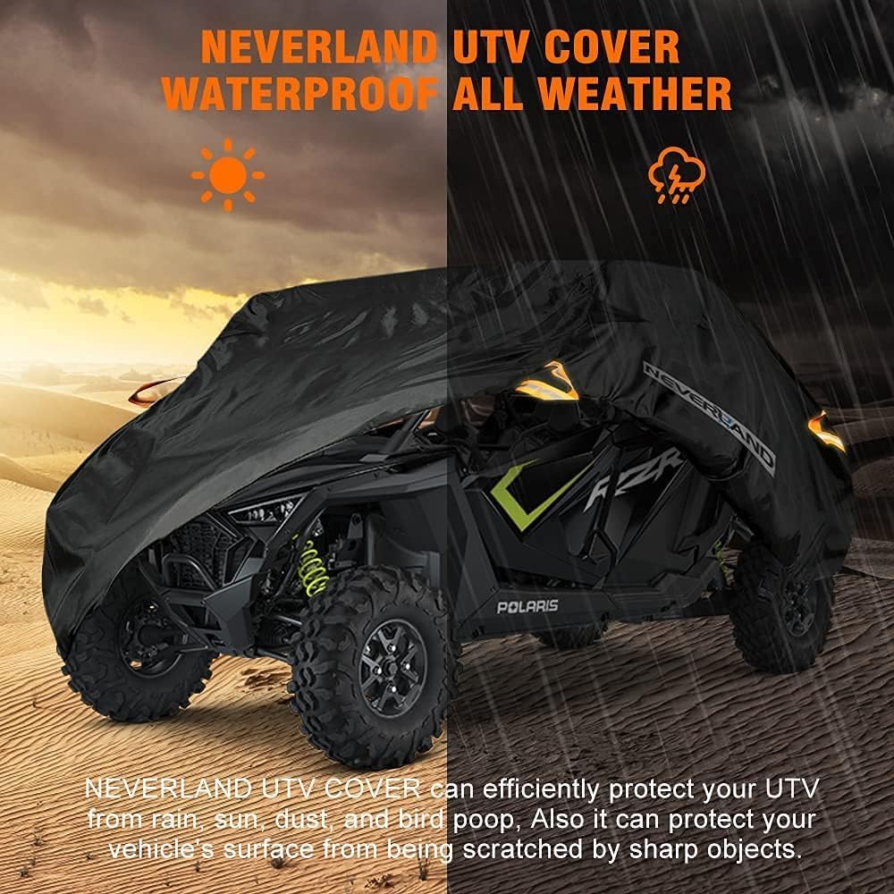 NEVERLAND UTV Cover 4-6 Passenger - All-Weather Protection Side by Side Cover, Compatible with Polaris RZR General Honda Suzuki Yamaha SxS Arctic Cat John Deere Kymco Bobcat Argo Can Am Maverick X3
