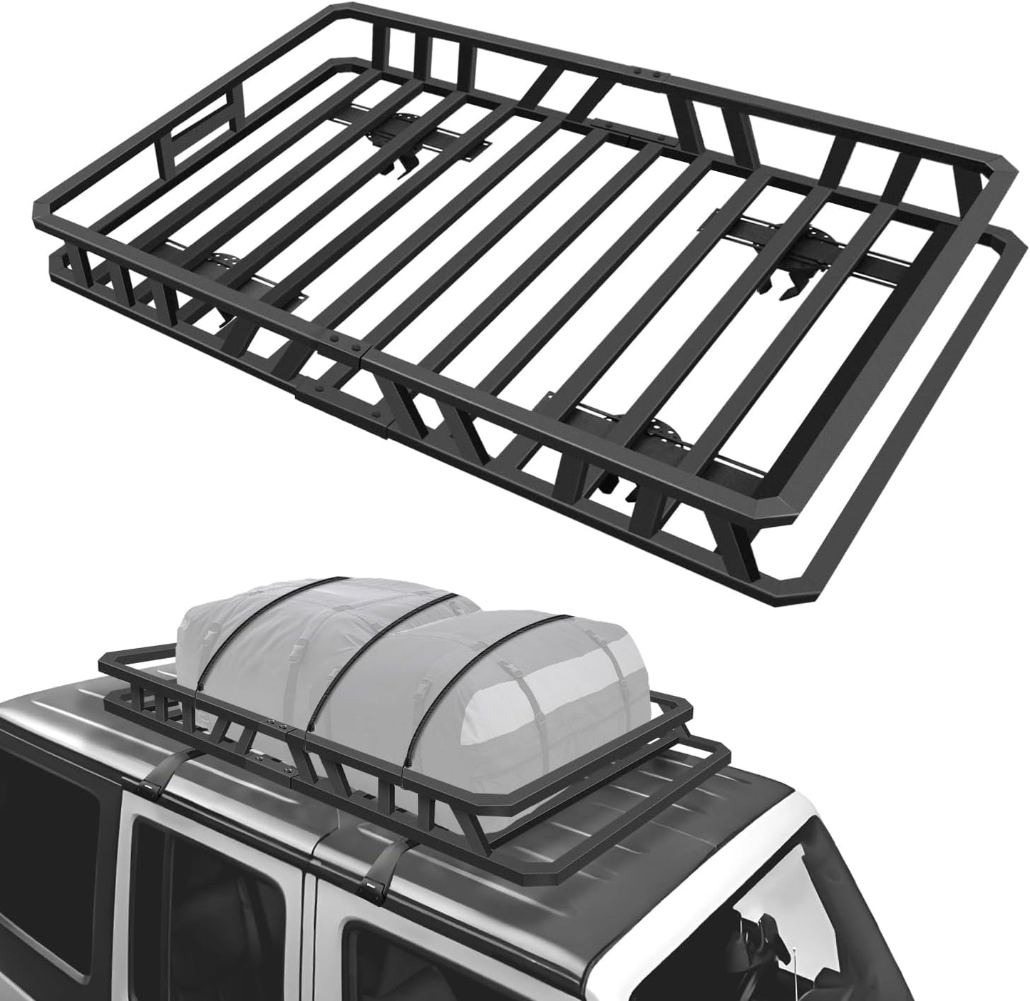 NIHAO 60"x36"x5" Heavy Duty Roof Rack Cargo Carrier, Universal Car Top Luggage Basket for SUV, Truck, RV, Pickup, Holds Up to 250 Lbs