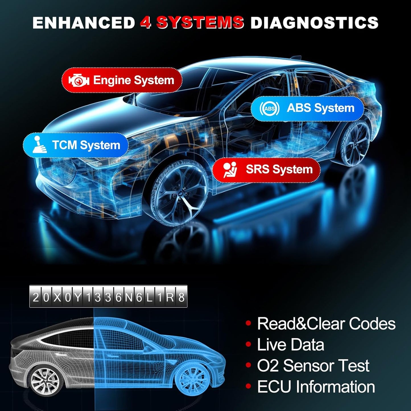 KINGBOLEN S500 OBD2 Scanner, ABS SRS Engine at Diagnostic Tool, Automotriz Code Reader with 6 Resets,Oil SAS, Brake,Throttle,FCA AutoAuth Automotive Scan Tool,AutoVIN All Cars Lifetime F-Ree Update