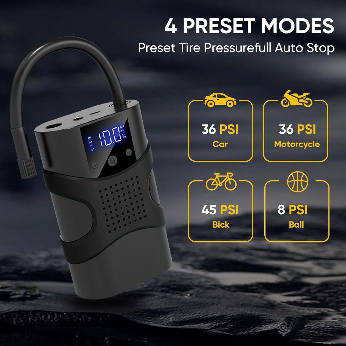 Tire Inflator Portable Air Compressor Cordless, 150PSI 6.5x Faster Portable Tire Inflator,Car Tires Air Pump with LED Lights&Digital Pressure Gauge,Auto Shut-off Smart Air Pump Suitable SUV,Truck,Bike