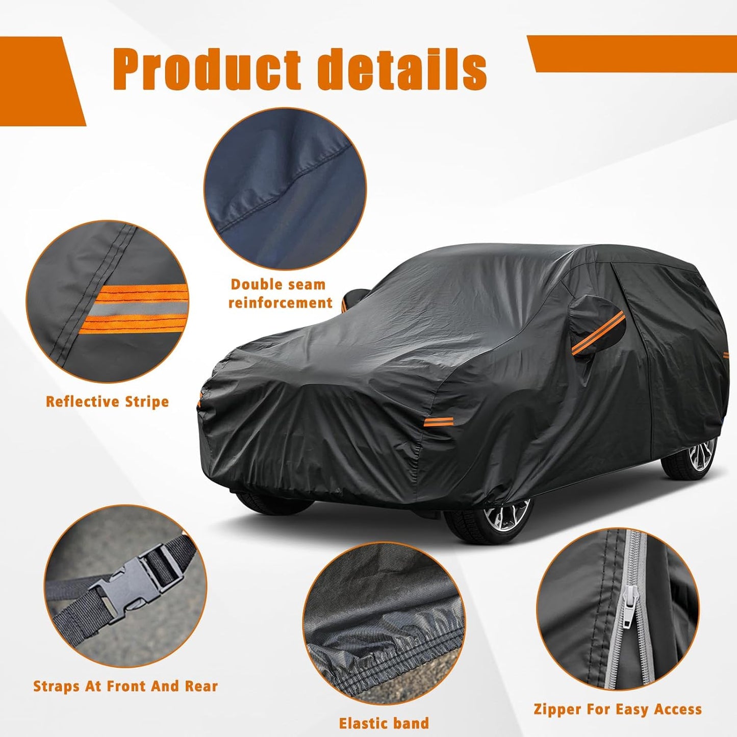 Kayme 7 Layers SUV Car Cover Custom Fit for Infiniti QX60 (2013-2025) Waterproof All Weather for Automobiles,Outdoor Full Cover Rain Sun UV Protection.Black
