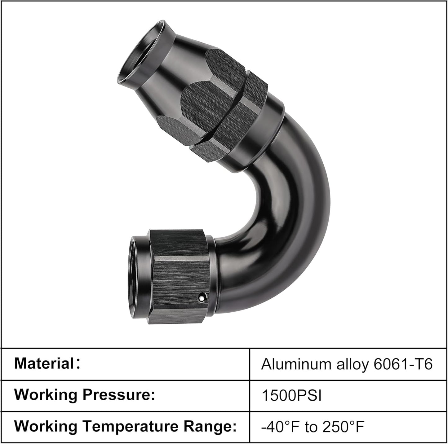EVIL ENERGY 10AN 150 Degree PTFE One Piece Full Flow End Hose Fitting Aluminum Black