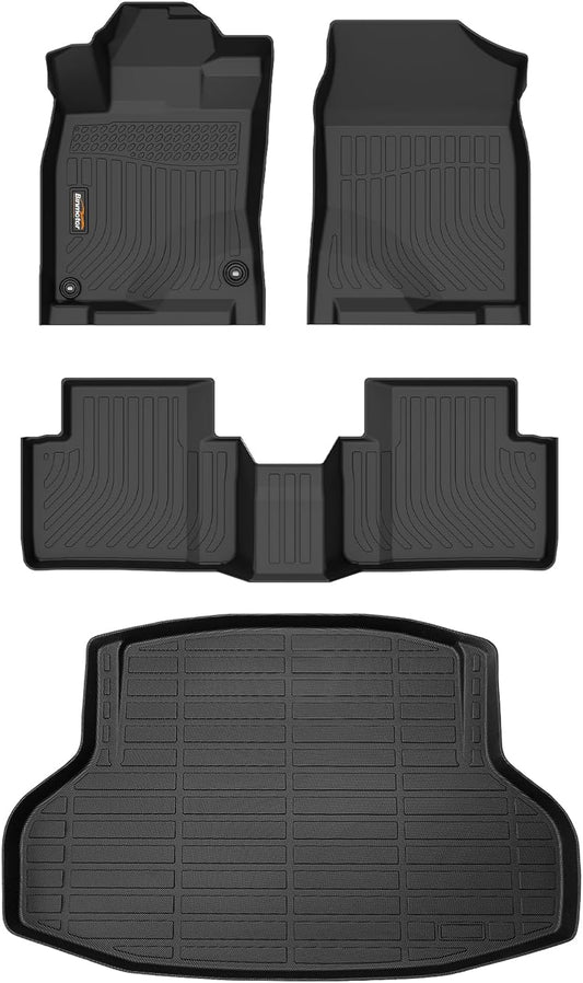 Binmotor-Floor Mats & Cargo Liner Set for 2021-2016 Honda Civic Sedan(Not for Sport/Hatchback/Coupe/Type R), 2017-2021 Civic Si, All Weather Car Floor Mat for Honda Civic Accessories