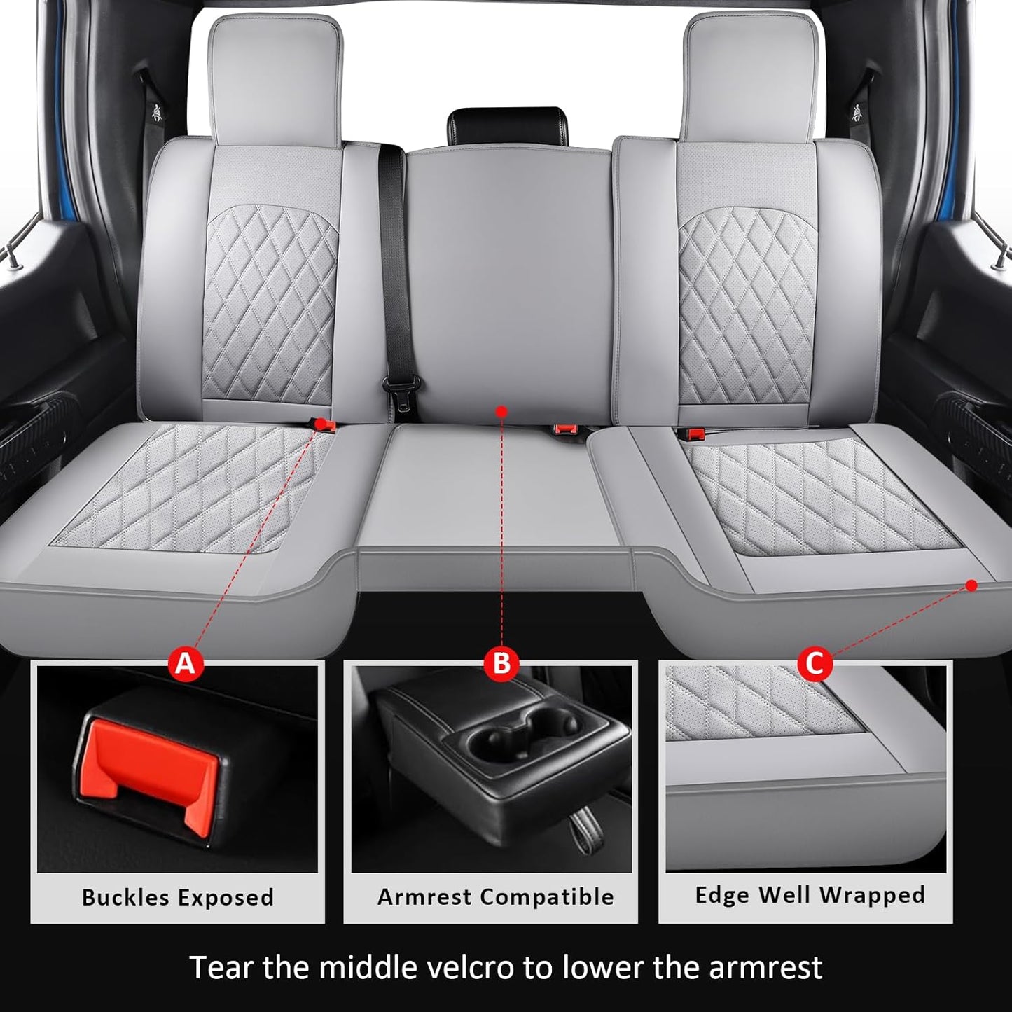 MIROZO Dodge Ram Seat Covers with Split Bench 40/60,Waterproof Truck Ram Seat Covers Compatible with 2009-2025 Dodge Ram 1500 2500 3500 Truck Pickup Crew Quad Cab (Gray,Full Set Curved Back)