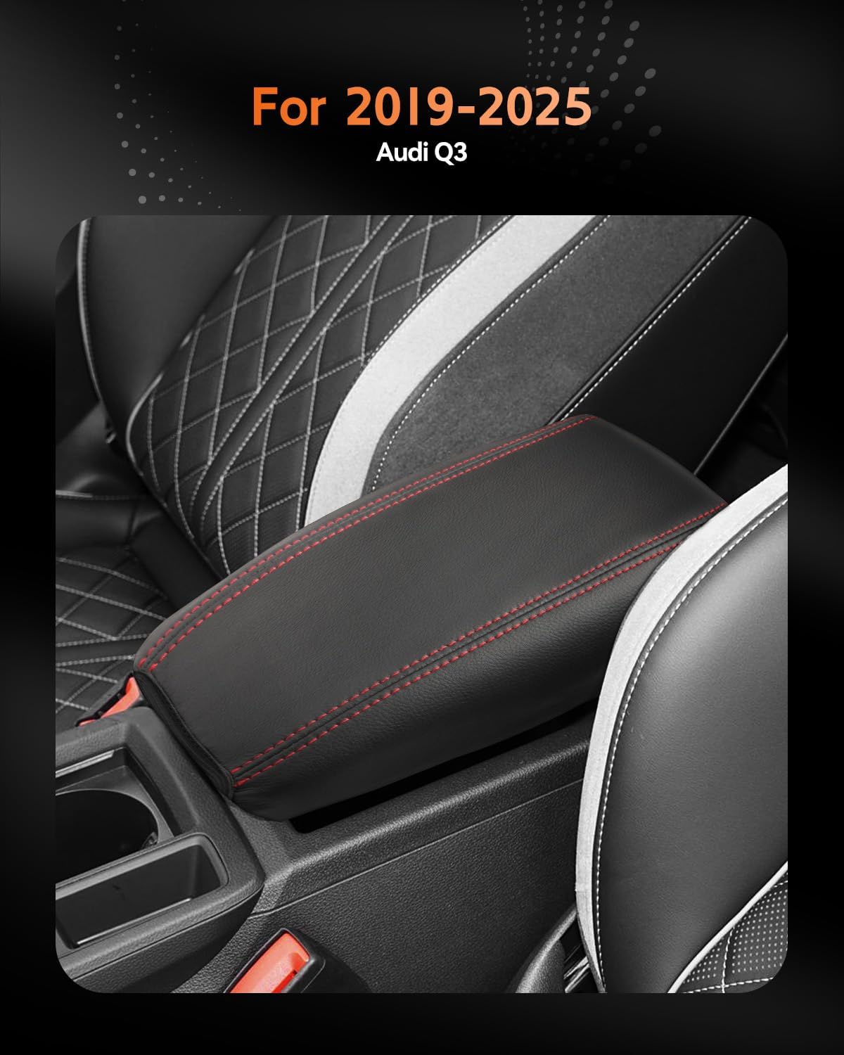 CDEFG for Audi Q3 2019-2025 Center Console Cover Armrest Cover for Q3 (Premium, Premium Plus) 2020 2021 2022 2023 2024 2025 Accessories Console armrest Protector