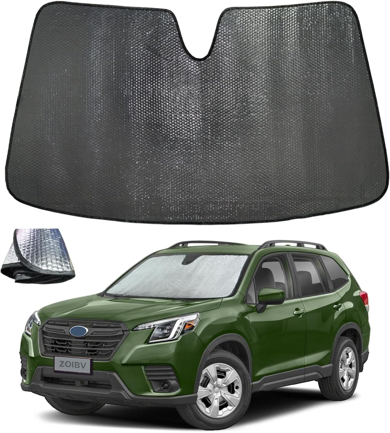 Windshield Sun Shade for Subaru Forester 2019-2024 - 5-Layer Bubble Foldable Front Window Shade Sun Visor Accessories - Blocks Heat & UV Rays