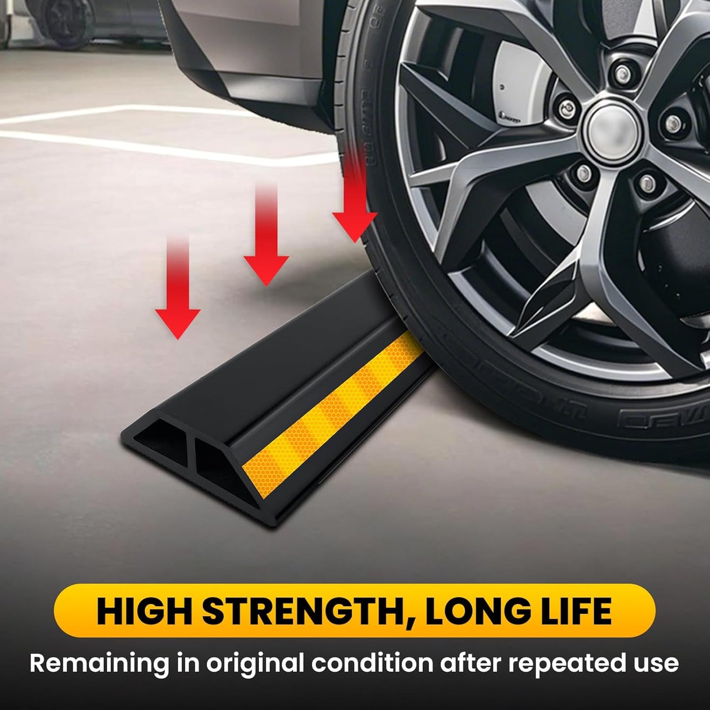 2 Pcs 18'' Heavy Duty Parking Aid for Garage, with Yellow Safety Stripes, Parking Gadgets Protects Car and Garage Walls, Parking Stopper Easy to Install 2 Packs