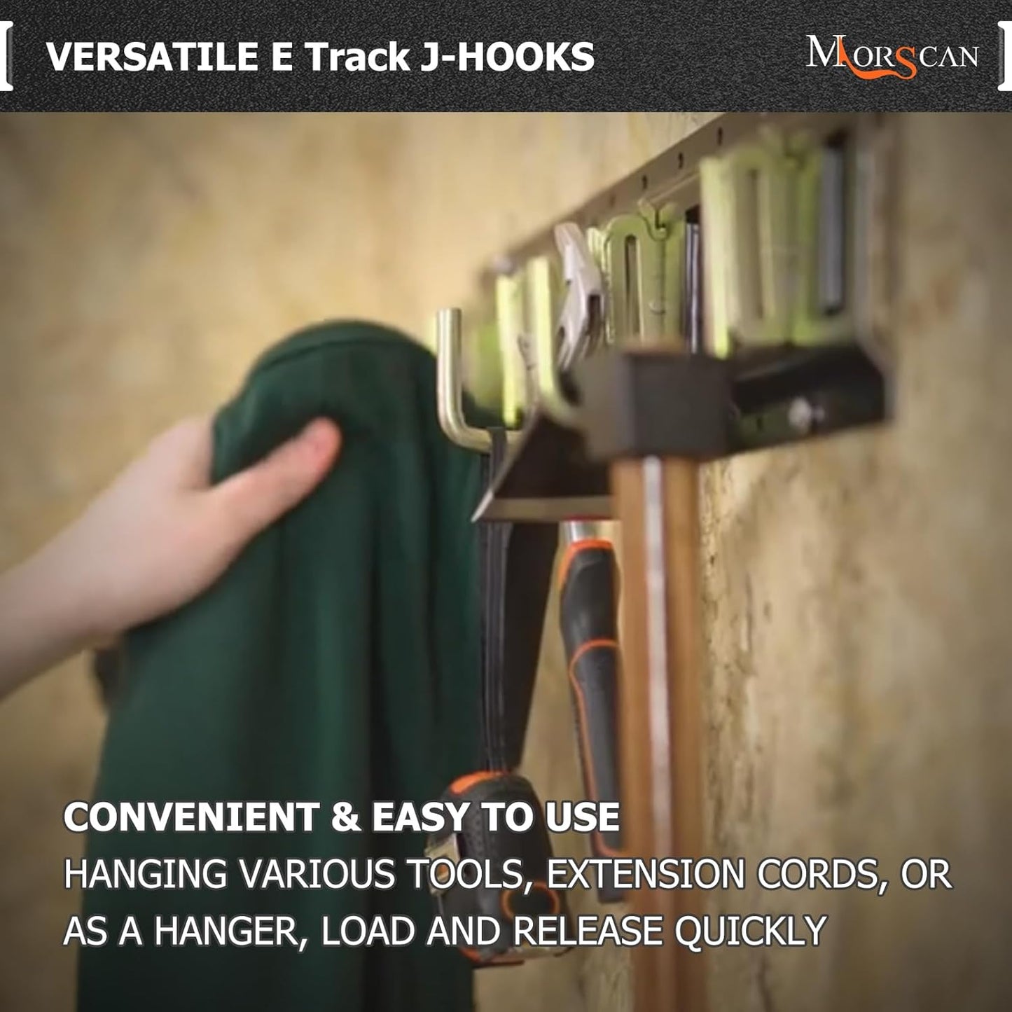 6 Pack 2" E Track J Hooks Heavy Duty Galvanized Steel E-Track Tie Down Accessories for Box Truck, Enclosed Trailer, Garage, Vans, Warehouse, Workshop