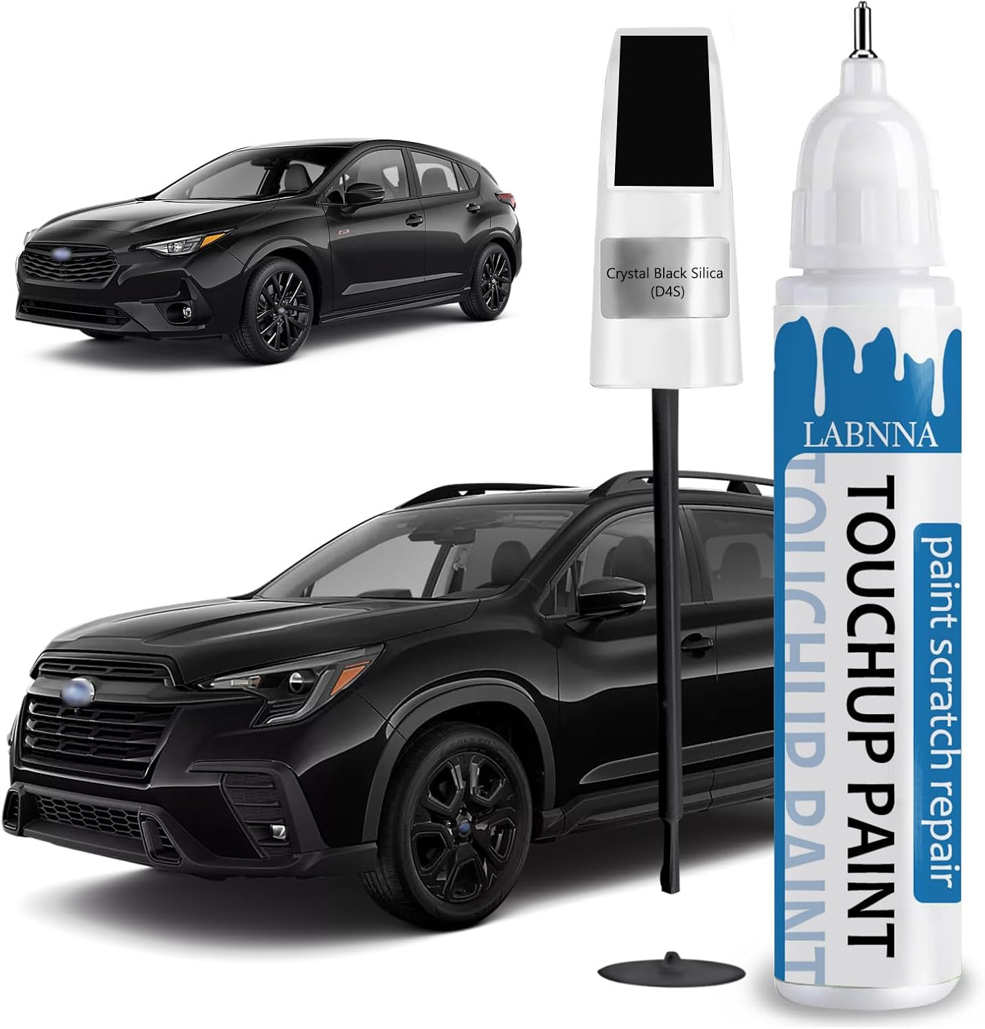 Crystal Black Silica(D4S) Touch Up Paint for Subaru-Exact Match 2 in 1 touchup Paint Pen for Chips and Nicks Repair Car Paint Scratch Repair Kit