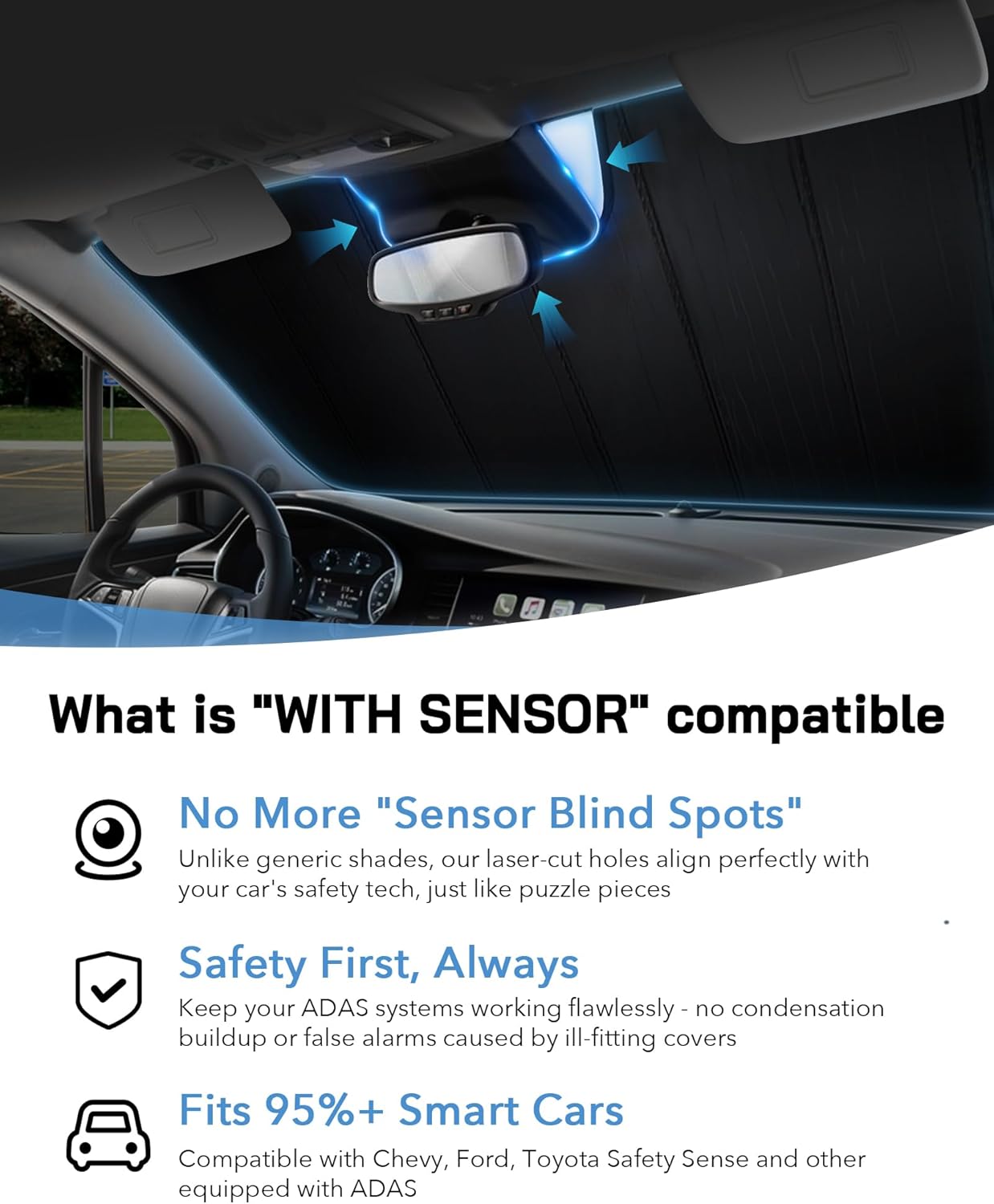 Windshield Sun Shade for Kia Rio 2013-2017,Front Window Sunshade Shield, 2-in-1 Reflective Sun Shade,Silver for Summer, Black for Winter