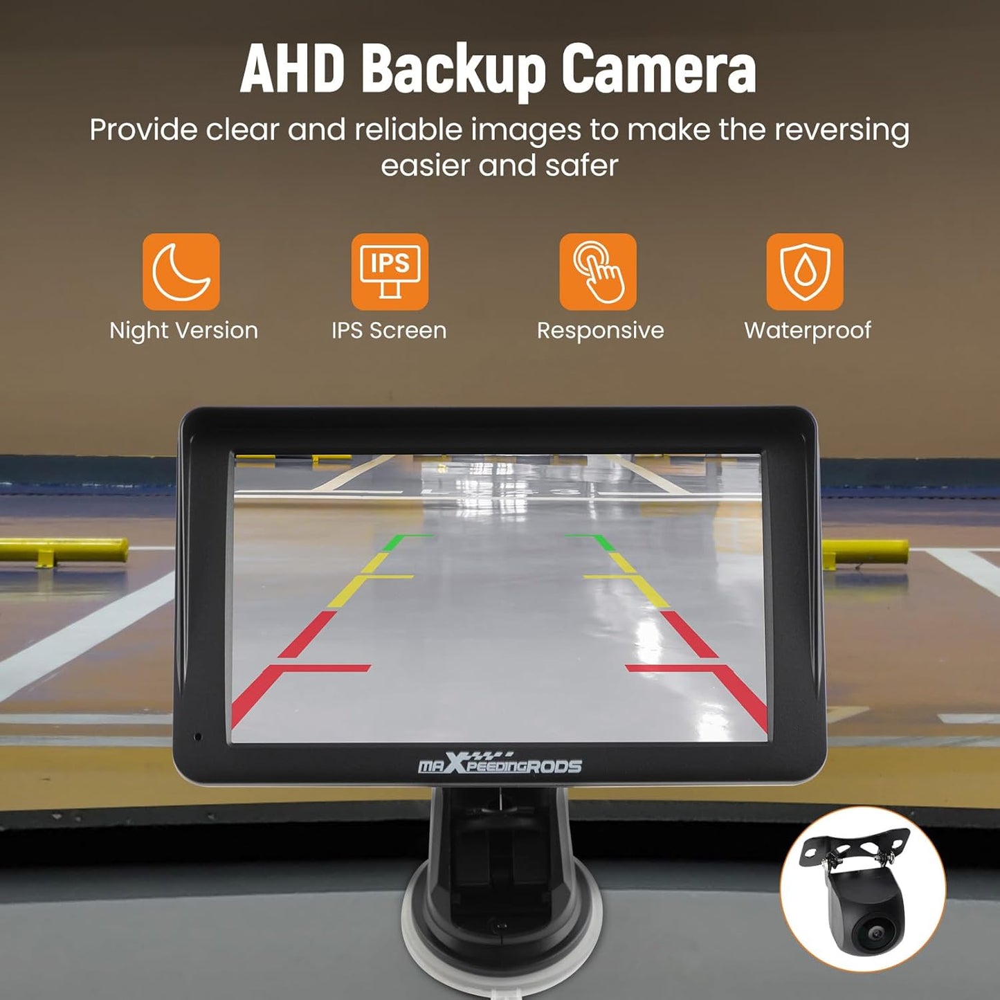 maXpeedingrods 7" Car Stereo with Wireless Apple CarPlay& Android Auto, Audio Receiver, Portable Car Radio with Backup Camera and GPS Navigation, Bluetooth, Mirror Link