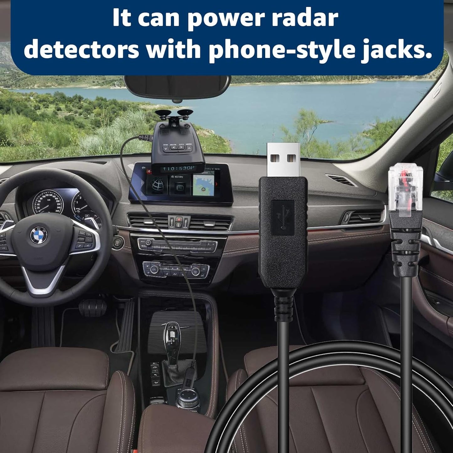 6.56FT USB to RJ11 Plug Cable,Radar Detector Cable Compatible with Escort Uniden Beltronics Radenso XP Cobra Whistler,Replacement Power Cord for Radar Detectors