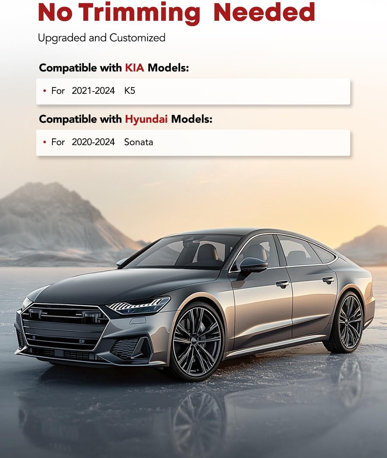 YHTAUTO Floor Mats Fit 2020-2024 Hyundai Sonata & 2021-2025 Kia K5 FWD, TPE All Weather Car Mats Waterproof Anti-Slip Odorless Floor Liner, Interior Car Accessories Front & 2nd Row Liner