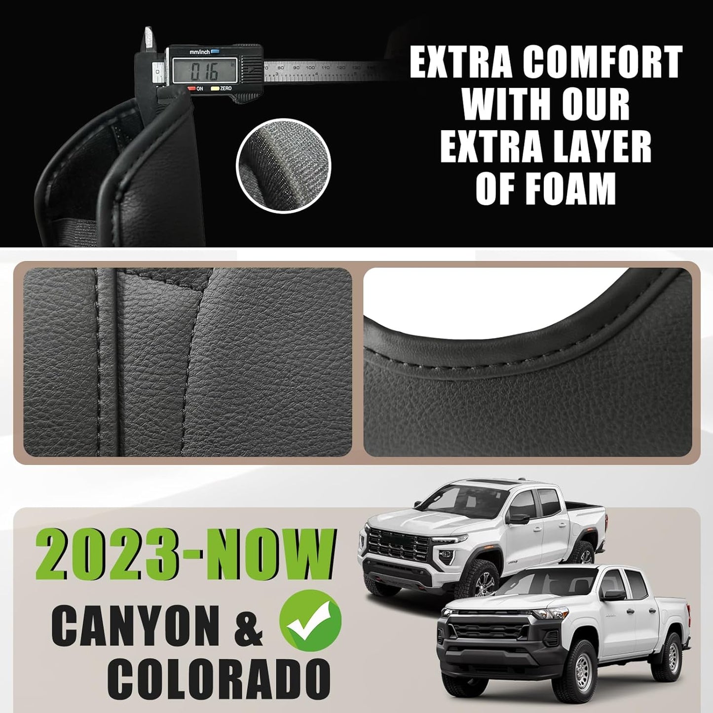 Muslogy Center Console Armrest Cover Compatible with Chevy Colorado/GMC Canyon 2023 2024 2025 ZR2 Z71 Trail Boss LT WT Elevation AT4 Denali AT4X Accessories Regular Thick(Black Stitching)