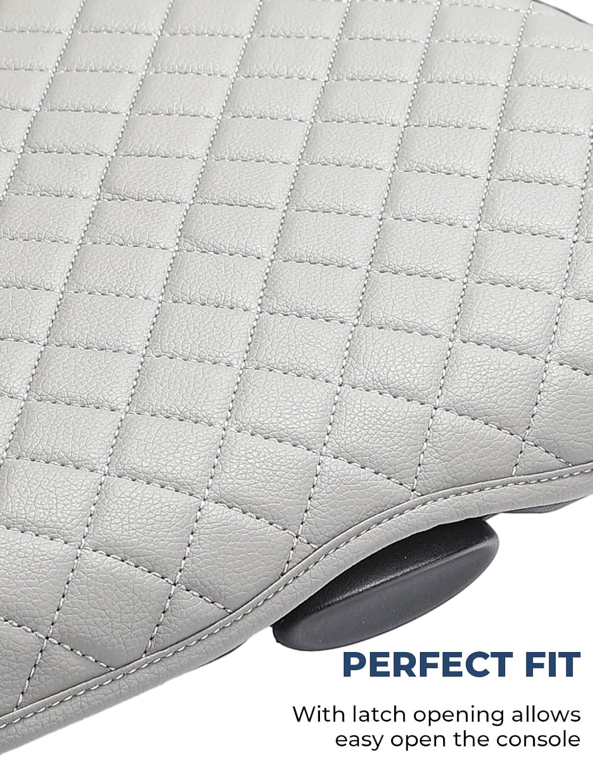 ISSYAUTO Center Console Cover Compatible with 2002-2012 Ram 1500 2500 3500 Jump Seat Console, Leather Armrest lid Cover Arm Rest Covering for Car, Durable Middle Console Cover, Gray