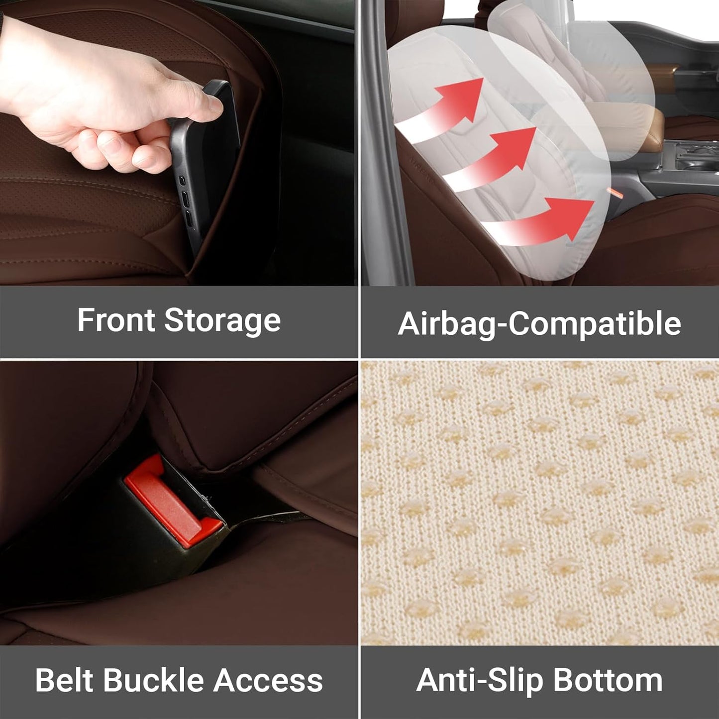 Coverland Custom Car Seat Covers Compatible with 2001-2014 Silverado 2500HD Extended Cab - Premium Leather Non-Slip Waterproof Custom Interior Protector Full Set-Dark Brown [See Size Chart-Size X140]