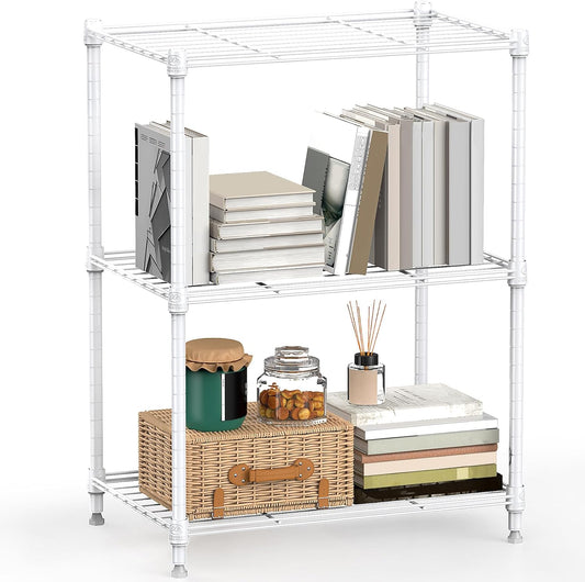450 lbs Wire Storage Shelving 3-Tier Utility Shelving Unit Steel Organizer Wire Rack for Home,Kitchen,Office,White (11.8" D x 17.7" W x 26.4" H)