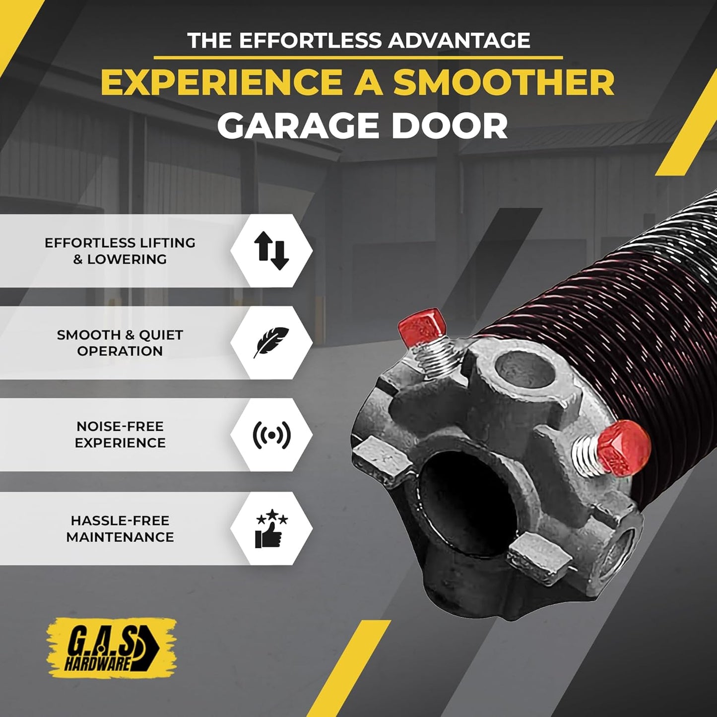 Garage Door Torsion Spring 234x1.75x33 Includes 1” Steel Bearing, Gloves, Manual, and Winding Bars for Right Side of Garage Door Precision E-Coating 5-Year Warranty Min. 30,000 Cycles (Black Cone)