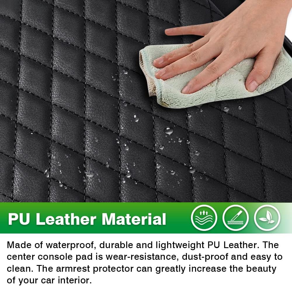 Shademax Custom for Center Console Cover Kia Sportage 2023 2024 2025 2026 Armrest Cover Center Console Cushion Pad PU Leather Armrest Seat Box Cover Protector Sportage Accessories Anti-Scratch Black