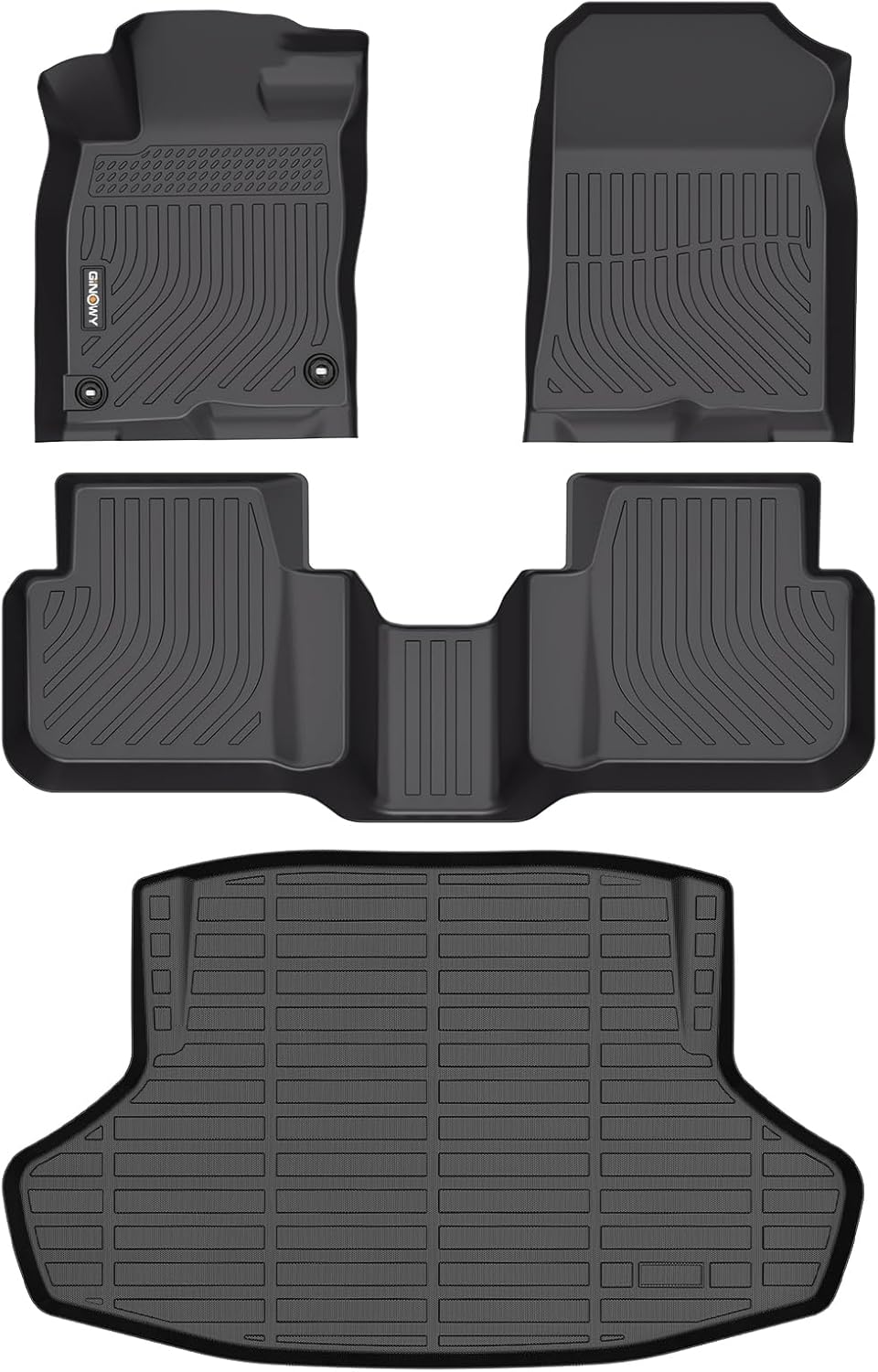 GINOWY-Floor Mats & Cargo Liner for Honda Civic Hybrid Sedan 2025, TPE All Weather Civic Car Floor Mats, Non-Slip Trunk Mat Civic Floor Liners Accessories Black