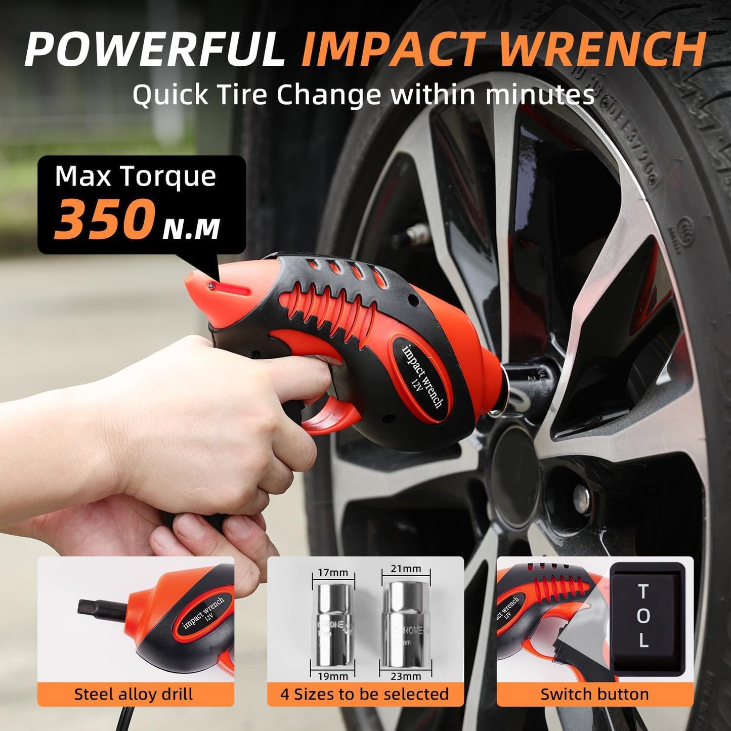 STANDTALL Electric Car Jack Kit 5 Ton 12V Electric Jack for Car with Impact Wrench and Tire Inflator Pump for SUV Sedan Truck Change Tires Garage Repair