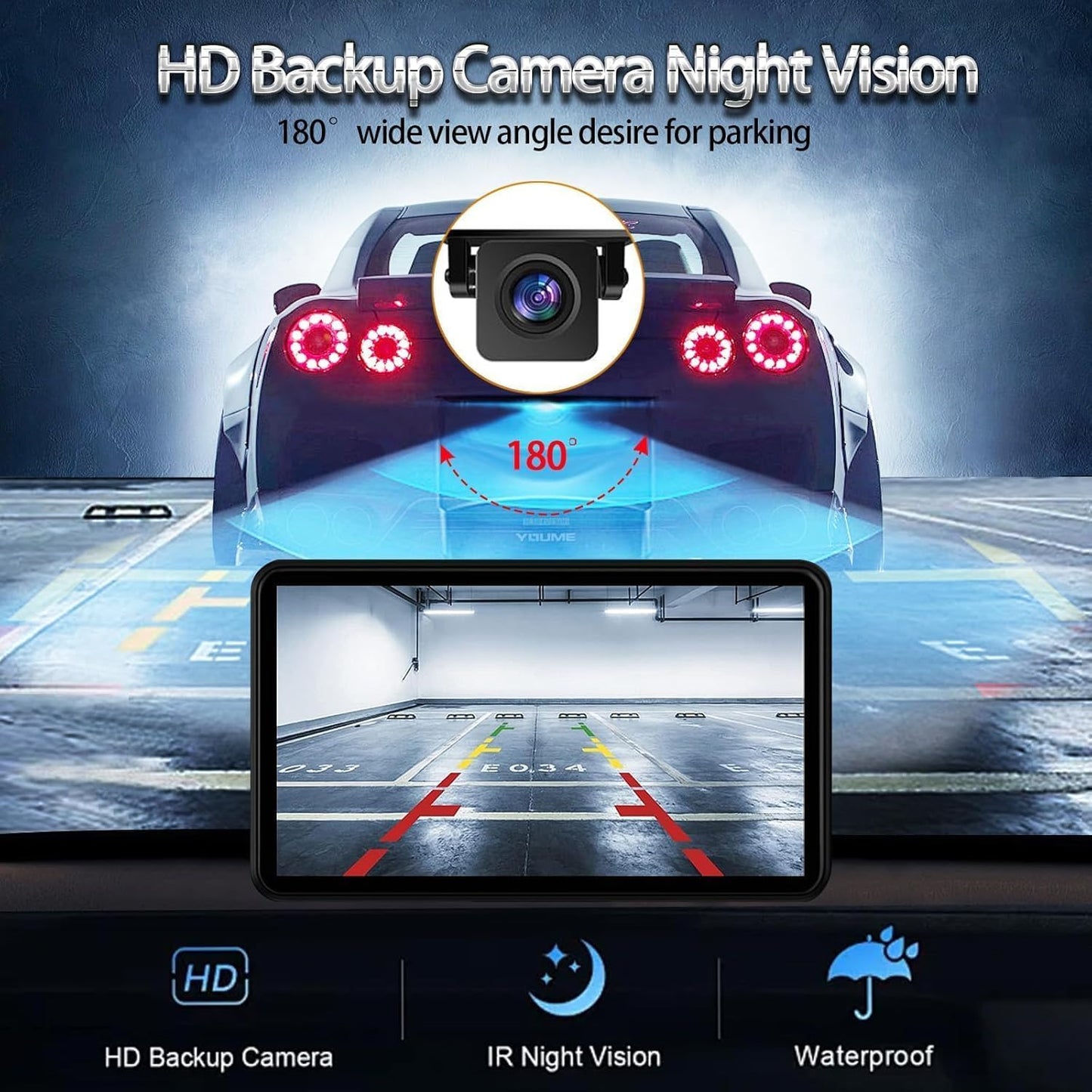 Wireless Double Din Car Stereo Compatible with Apple CarPlay and Android Auto,7" HD Portable Bluetooth CarPlay Touch Screen for Car,with Car Play Dash Mount and Backup Camera