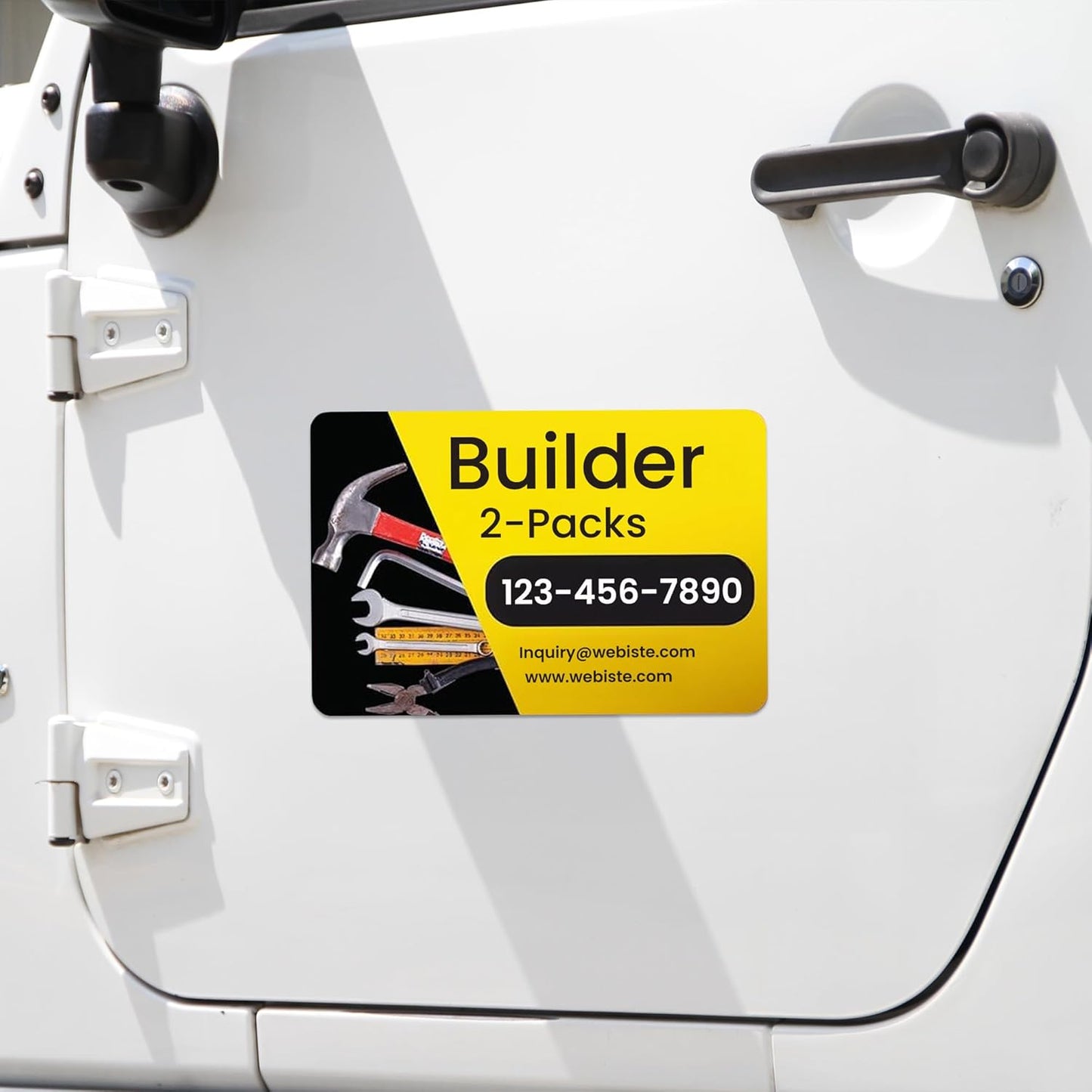 Custom Car Magnet Signs for Businesses (12"x18" Builder Rectangle) 2 pk - Personalized Car Magnets for Builder and Contractor, Advertising Vehicle Promotion - Advertising Magnets for Cars Door