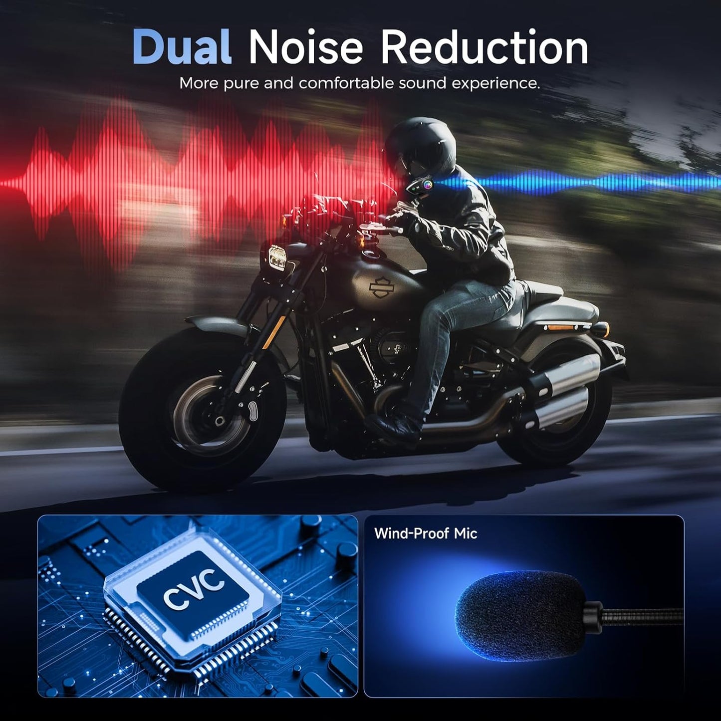 Moman Motorcycle Intercom Headset, H1 1 Pack Dirt Bike Communication System AI Voice Assistant IP67 Waterproof Automatic Answer Noise Cancellation, Motorbike-Helmet-Wireless-Intercom-Headset