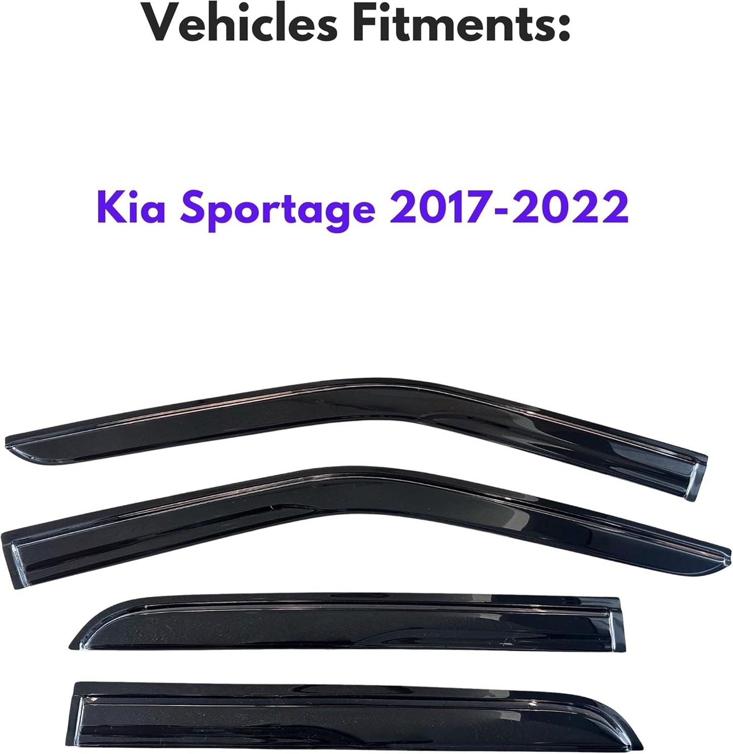 KPY Window Visor Compatible with Kia Sportage 2017-2022, 4PC Rain Guard Side Window Vent Deflectors Tape-On Mugen Style, 2017 2018 2019 2020 2021 2022