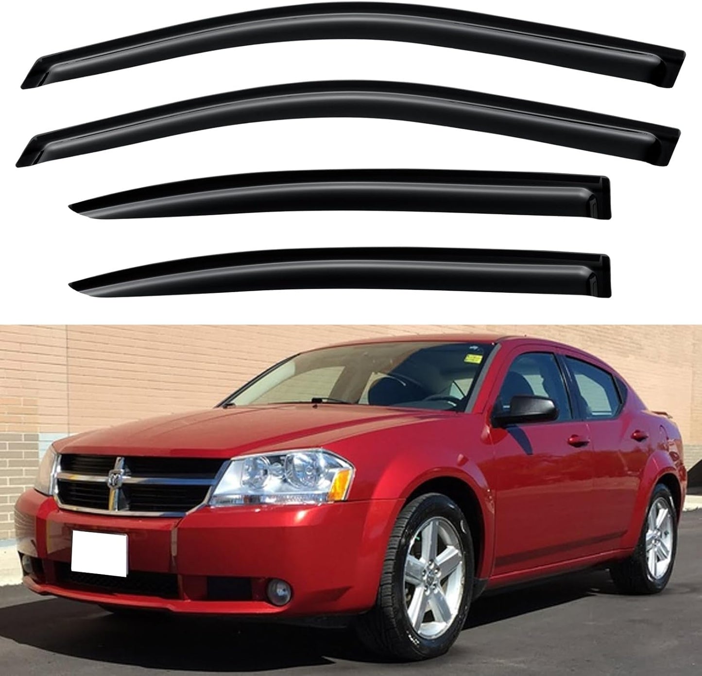 Window Visors Rain Guards Shield for 2008-2014 Dodge Avenger, Out-Channel Window Vent Wind Deflectors Visors Shades for 08-14 Dodge Avenger