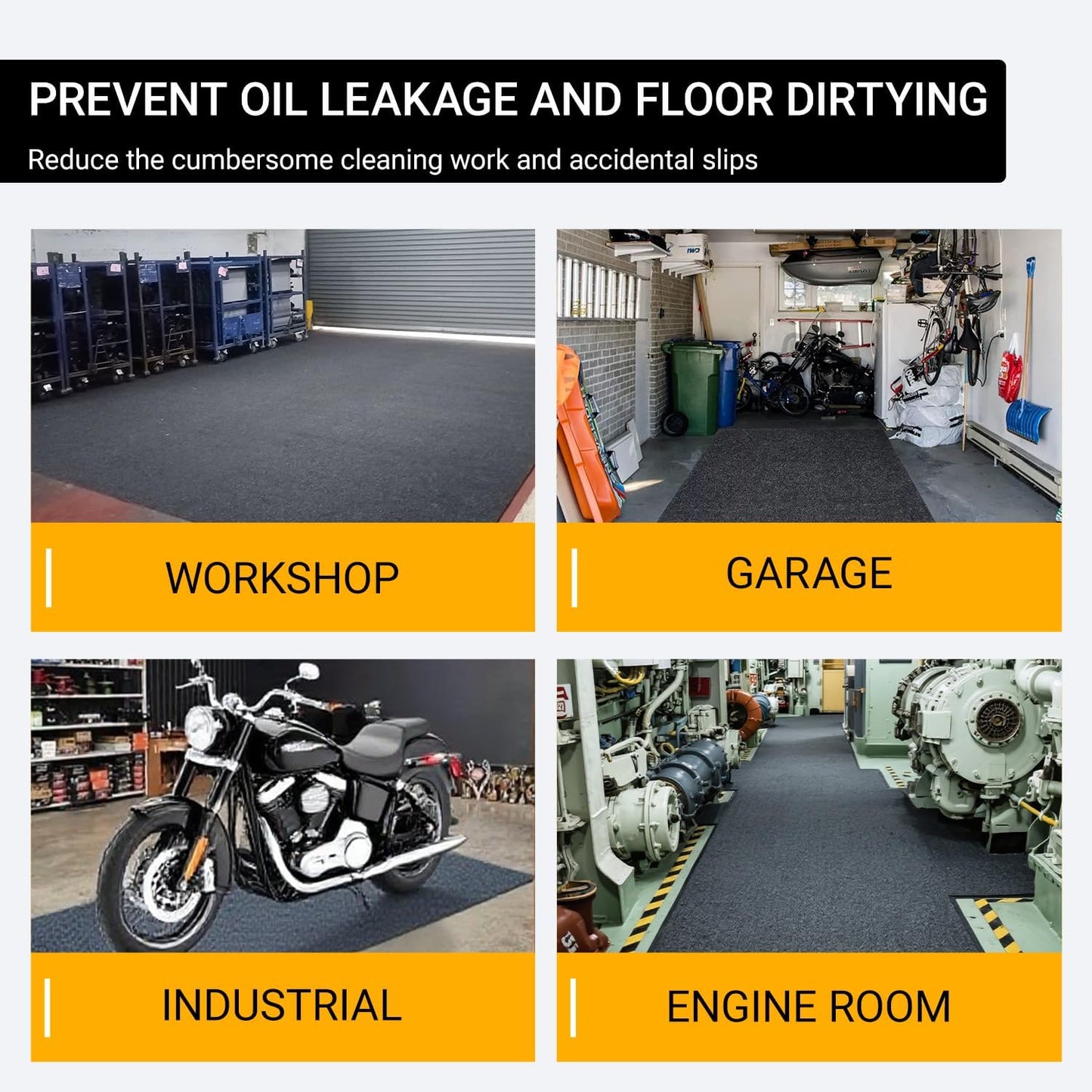 Oil Spill Garage Floor Mat Large, Heavy Duty 98" x 79" 8mm Thick Garage Mat for Floor Under Car, Absorbent Waterproof Non-Slip Rubber Backing Reusable Washable Maintenance Pad for Working, Black