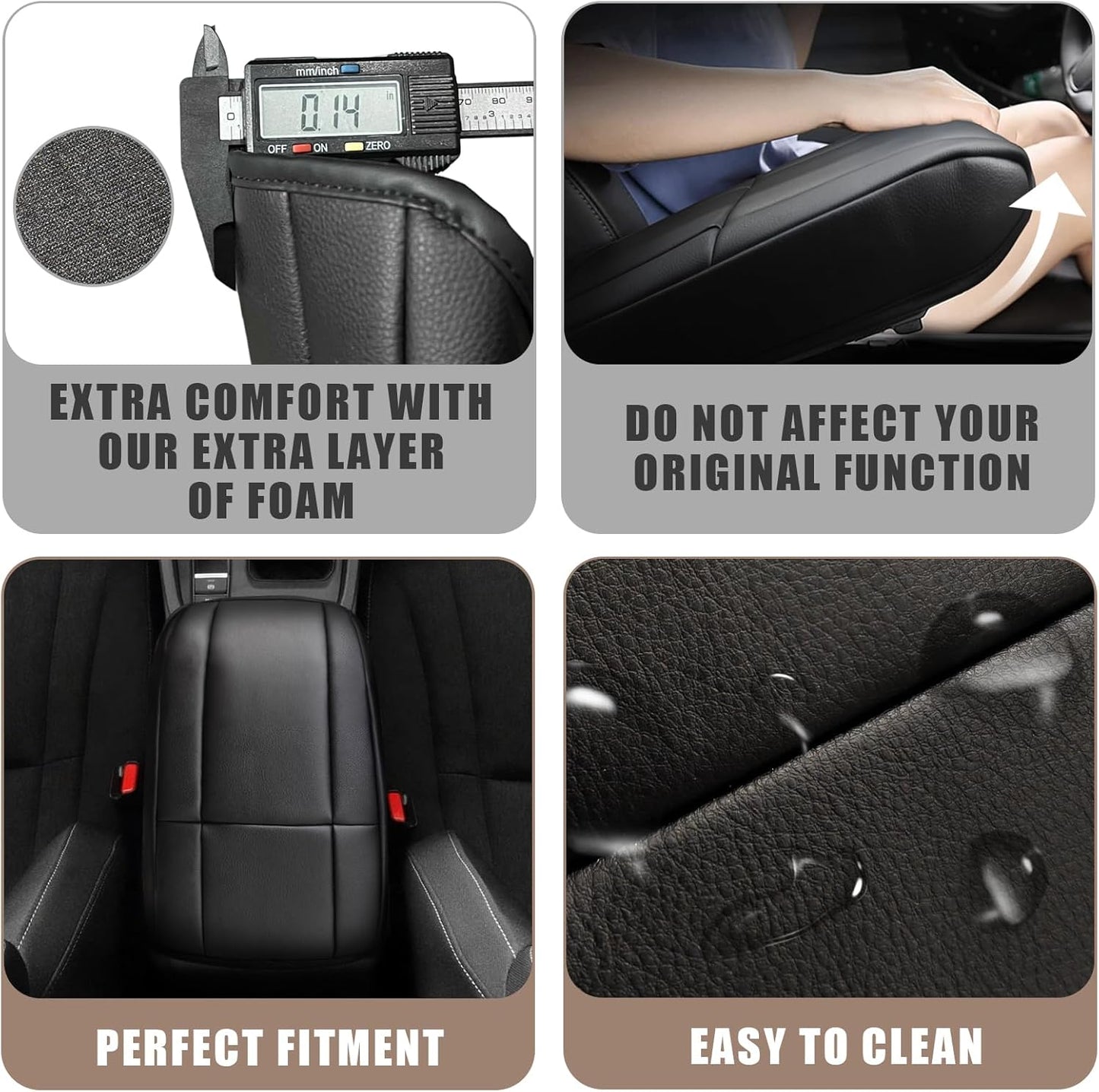 Muslogy for Accord 2025 2024 2023 Center Console Cover Armrest Pad Vegan Leather Extra Soft Armrest Lid Protector Compatible with Honda Accord LX EX Sport Hybrid EX-L Sport-L Touring (V1 Black)
