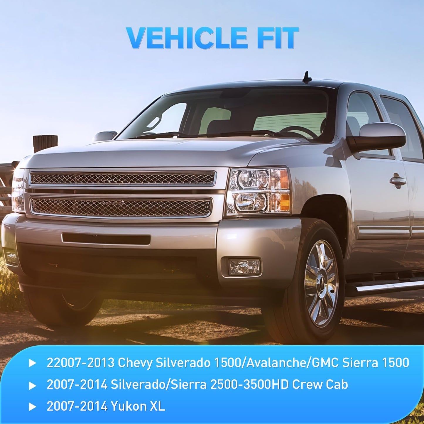 Nilight Window Visor Compatible with Chevy Silverado 1500/Avalanche 2007 2008 2009 2010 2011 2012 2013 GMC Sierra 1500/Silverado/Sierra 2500-3500HD Crew Cab Yukon XL in Channel Rain Guards