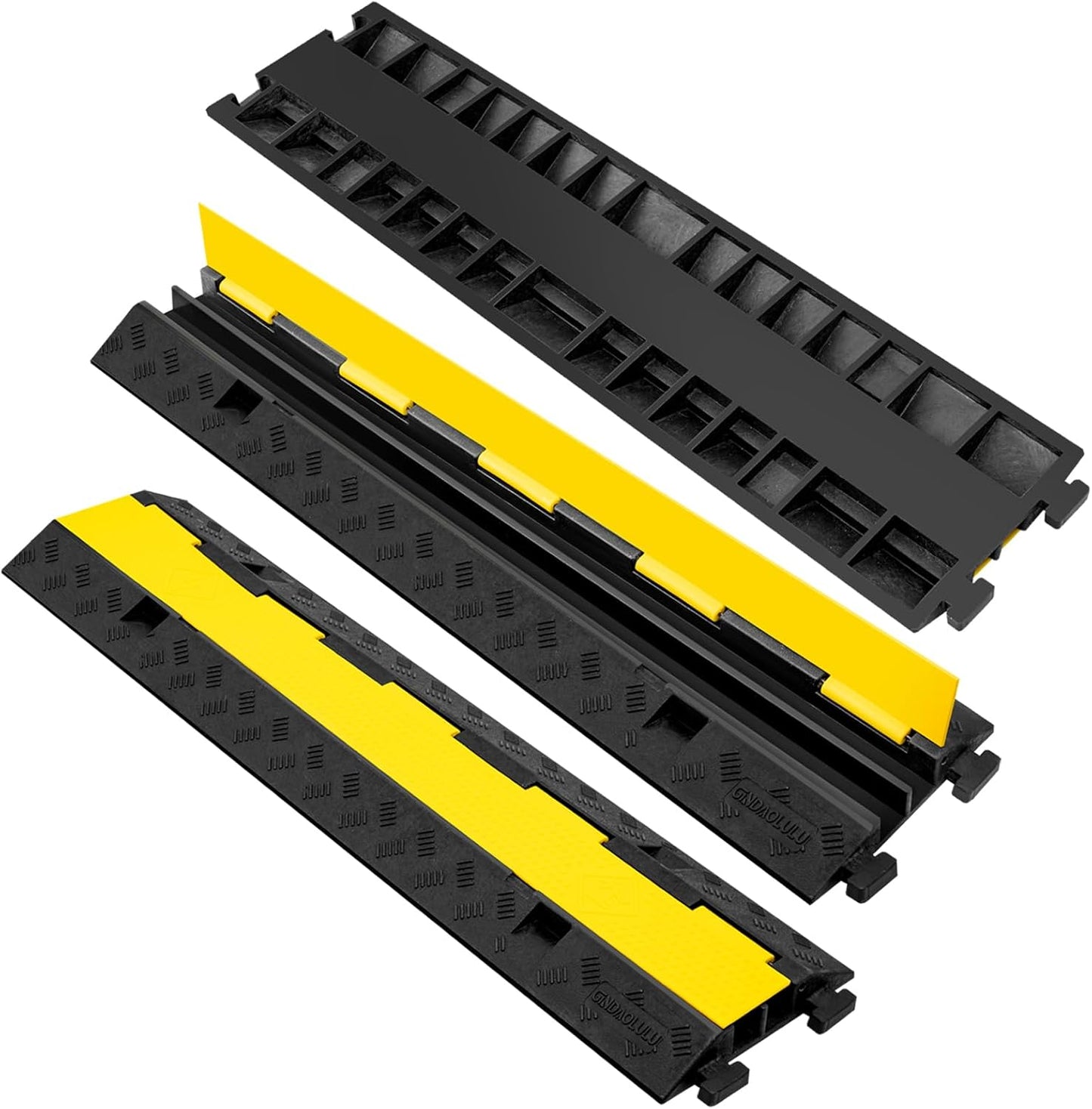 2 Channel 3 Pack Cable Protector Ramp Traffic Wire and Hose Ramp Cord Cover Heavy Duty Channels 11,000 lbs Load Capacity Cable Wire Ramps Speed Bump Driveway Cable Protective Cover