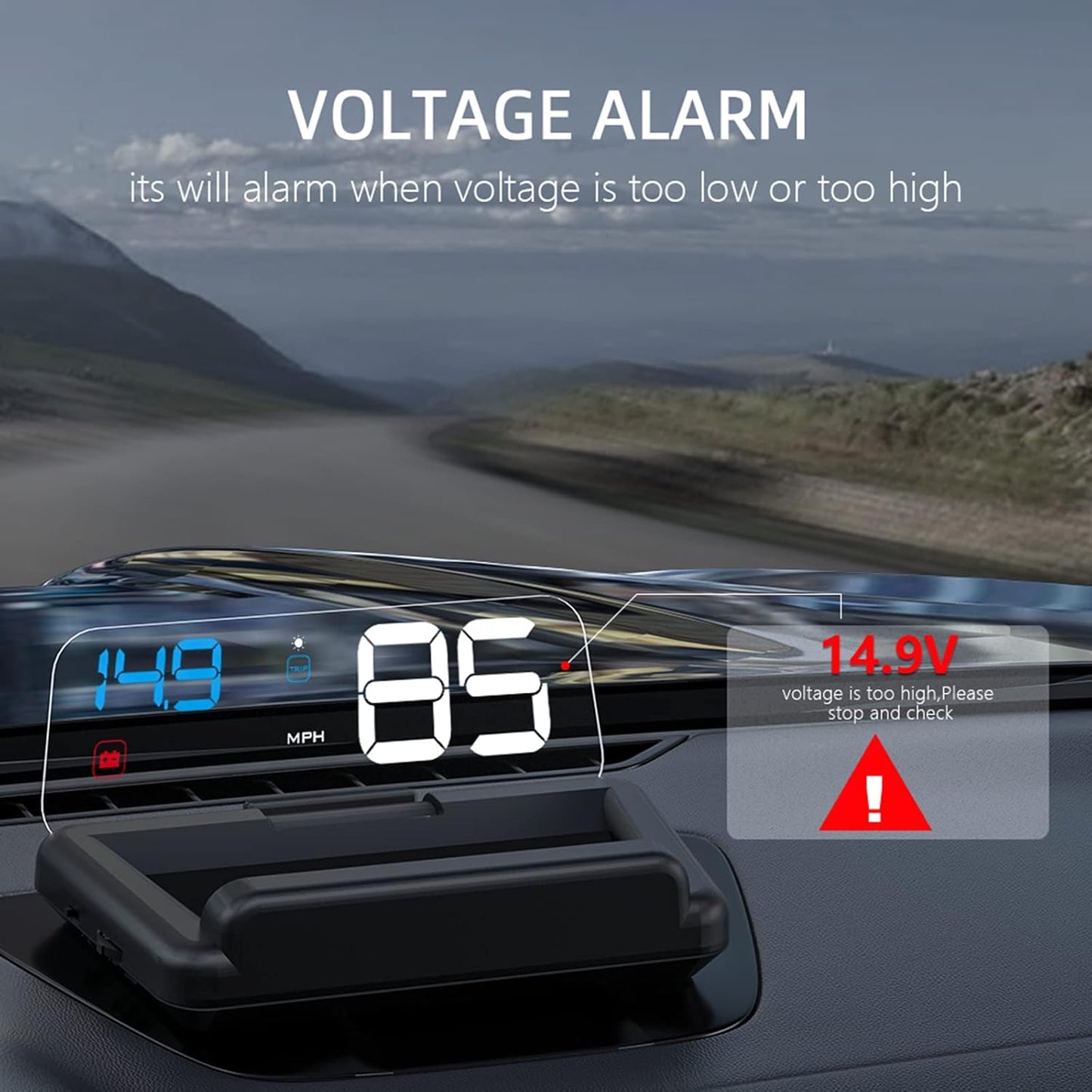 Heads up Display for Cars, C500 Car Digital GPS Speedometer, Stereo Projecting Display with Reflector, Speed, RPM, Water Temperature, Over Speed Alarm Remind, Fatigue Driving Reminder (C500)