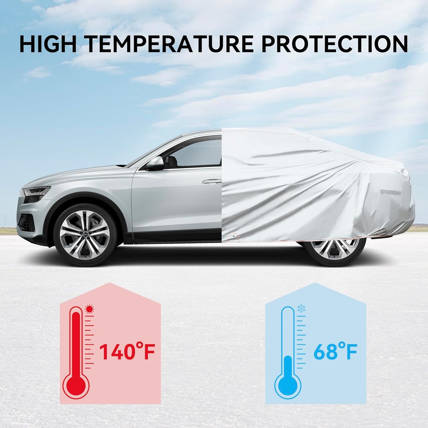 7-Layer SUV Car Cover Compatible with Jeep Grand Cherokee 2010-2024/BMW X5 2007-2024,Snowproof Outdoor Car Cover for Automobile All Weather with Door Zipper & Inner Cotton