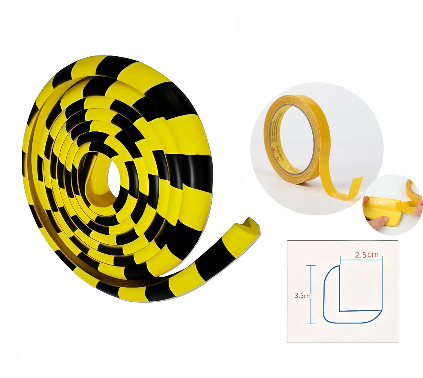 Heavy-Duty Wall & Corner Guards – 5M Self-Adhesive NBR Rubber Protection with Yellow/Black Stripes for Parking Columns & Garage Safety