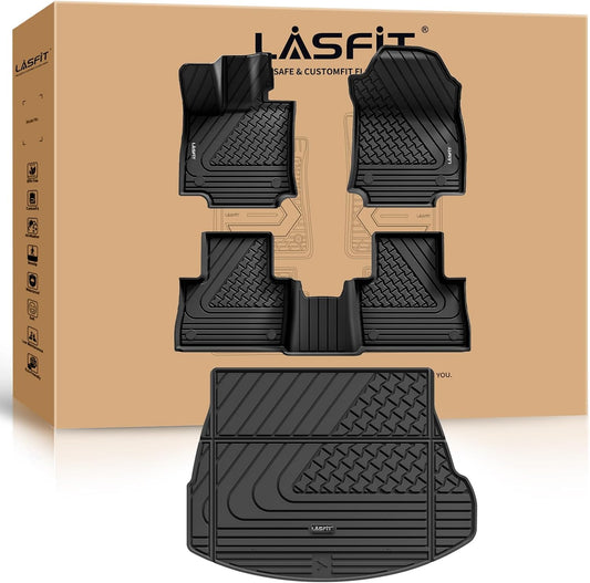 LASFIT Floor Mats&Trunk Mat for Lexus NX/ NX250/ NX350 2022-2025 (Not Fit for NX350h/ NX450h+), All Weather Car Mats TPE Floor Liners Accessories Front & Rear Rows & Cargo Liner, Black