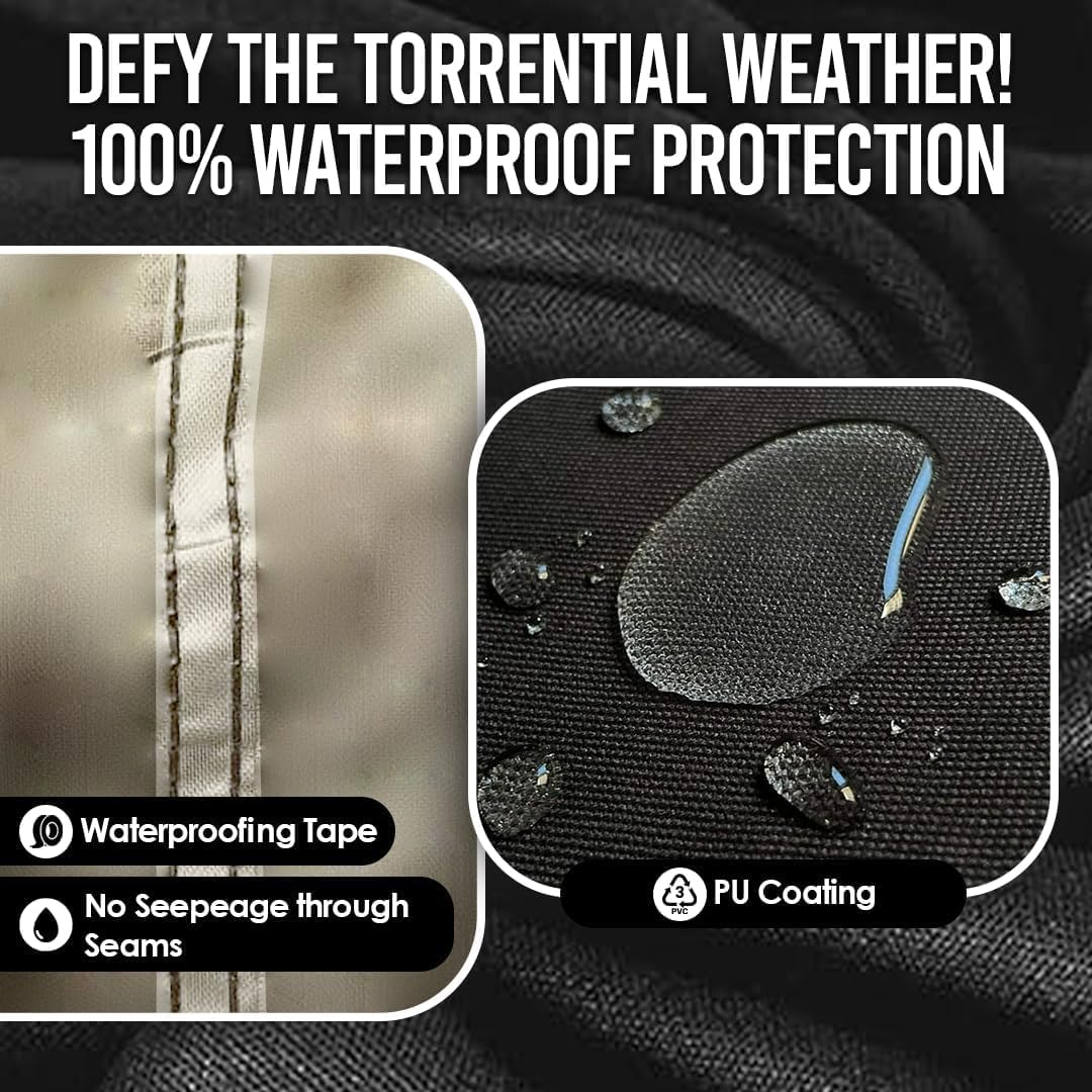 Your Ride! Heavy Duty Motorcycle Cover Waterproof Outdoor 210 Oxford Fabric with Heat Sealed Seams Ultra Waterproof Fits up to 116" All Weather Scooter Cover for Sport Bike with Carry Bag