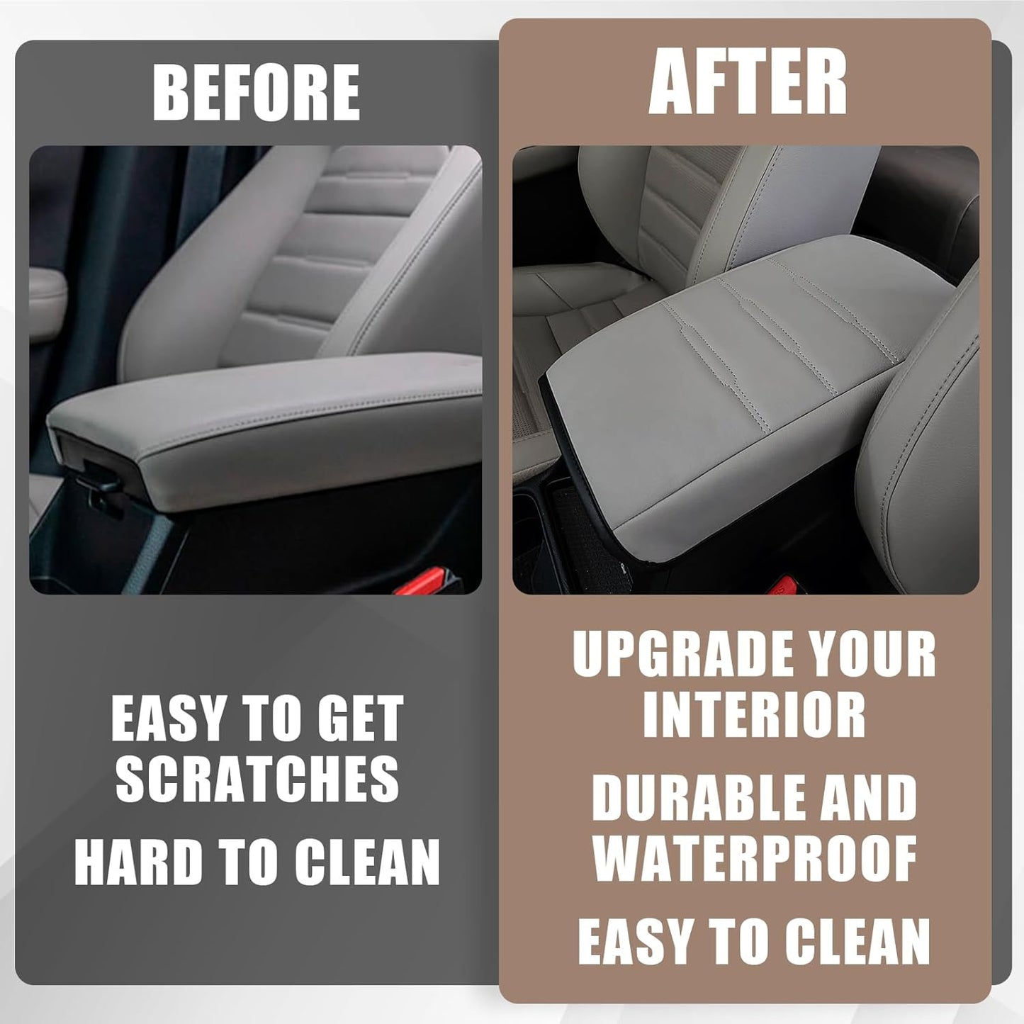 Muslogy Center Console Cover Compatible with 23 24 2025 2026 Honda CR-V Accessories CRV Hybrid LX EX EX-L Sport Touring Armrest Cover Lid Cushion Protector Vegan Leather Extra Soft(Gray/Gray Trim)