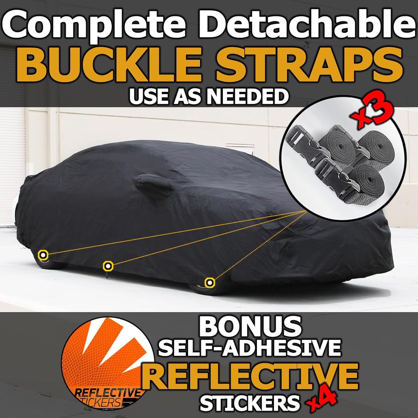 All Weather Waterproof car Cover Good for rain Snow uv Protection dust Compact Sedan Civic Elantra IS300 C320 190E Corolla Jetta A3 240SX Lancer Black