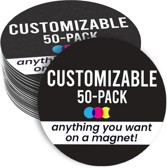 Magnet Me Up Customizable 30 Mil Round Magnet- 5”, 50 PK Weatherproof Car Magnet for Businesses, Sports Teams, Fundraisers & Personal Expression- Custom Text & Logo- Strong Magnetic Vinyl for Vehicles