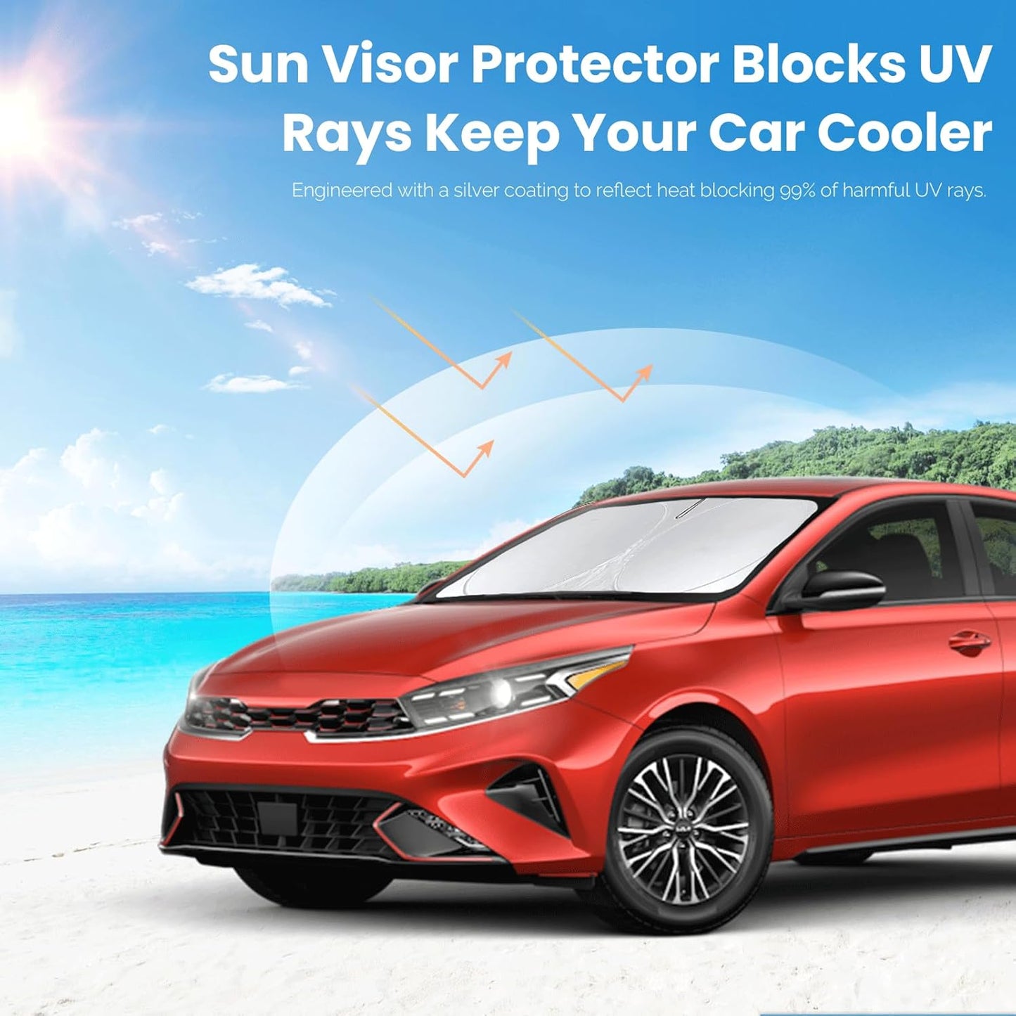 Sunshade Windshield Sun Shade for Kia K5 2021-2026 K900 Stinger Accessories, Custom Fit KIA Stinger 2017 2018-2022 2023 Front Window Foldable Sun Visor Protector Retractable UV Reflector Blocks UV Ray