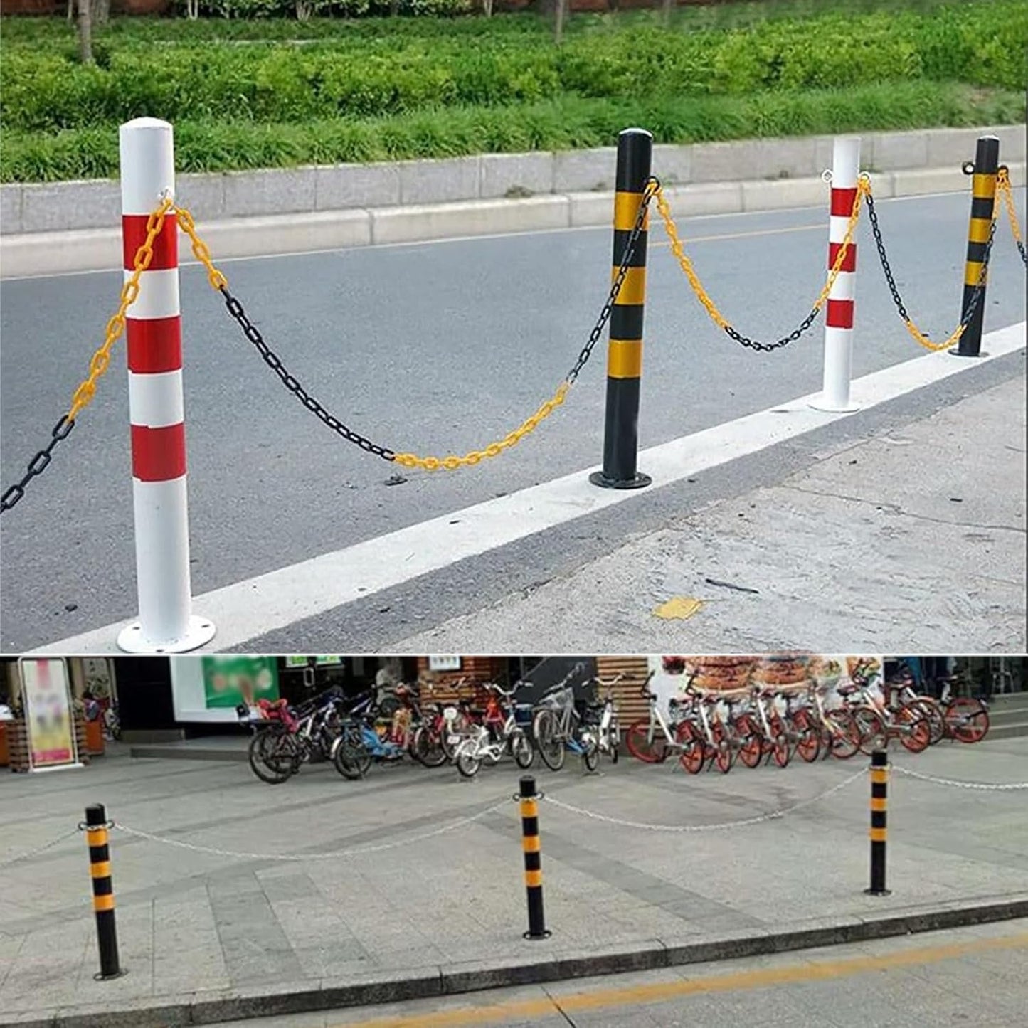 Safety Barrier Bollard for Driveways, Parking Bollard for Warehouse, Traffic Barricade Cones, Parking Stopper for Garage, for Construction Sites etc(Black (3PCS))